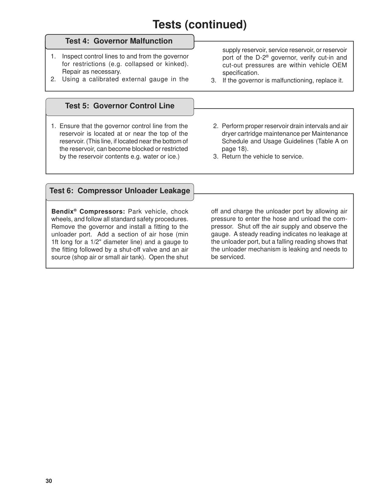 Bendix SD-01-344-TU-FLO-750 Service Data Parts Manual page 30: 1. Ensure that the governor control line from the