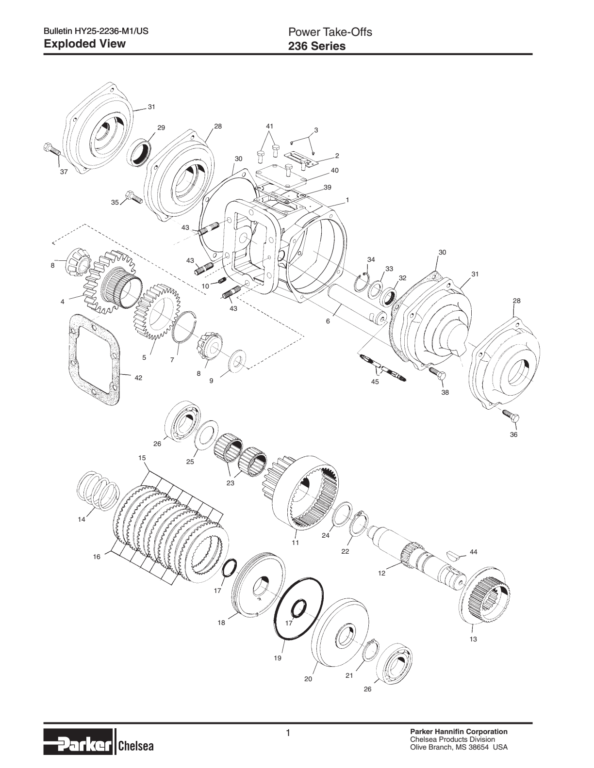 Chelsea PTO 236 Parts List 236 Series Bill of Materials exploded-view diagram