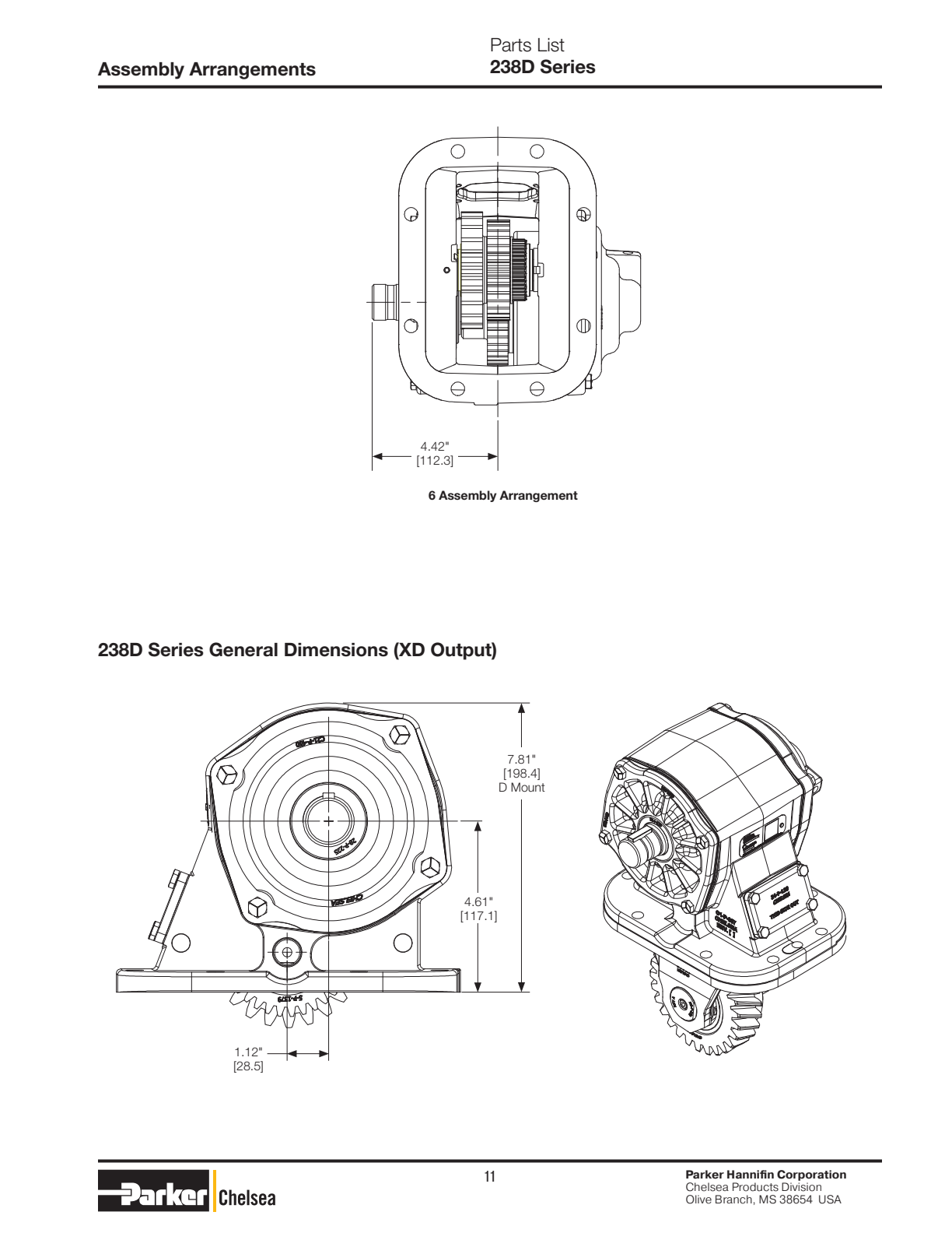Chelsea PTO 238D Output Options 238D Series Shaft & Clutch Assembly (6 ASSY) 328926-*X exploded-view diagram