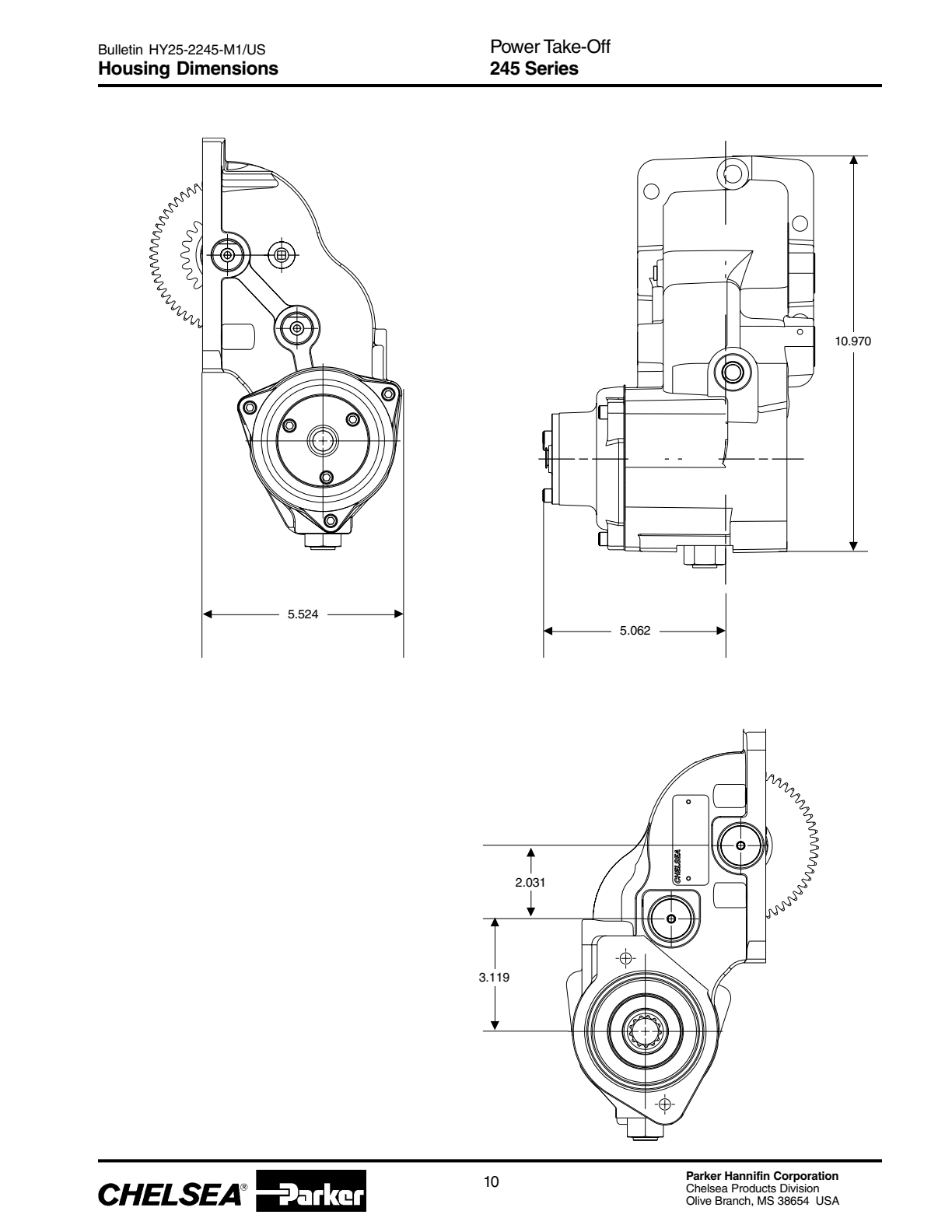 Chelsea PTO 245 245 Series Output Flanges (XD, XP and AD) exploded-view diagram
