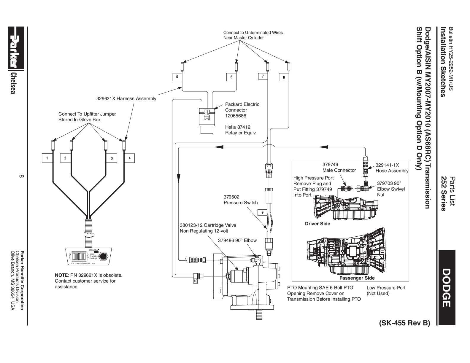 Chelsea PTO 252 Dodge exploded-view diagram