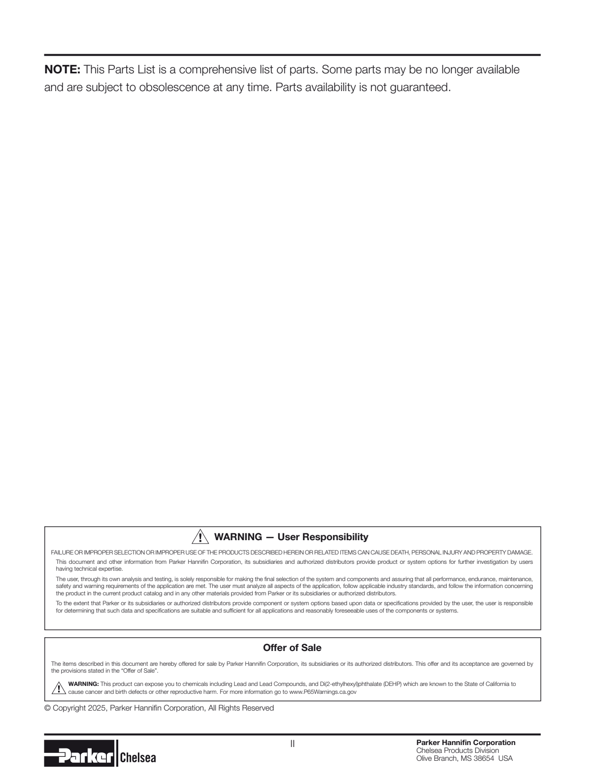 Chelsea PTO 267 Parts List Bill Of Materials 267 Series exploded-view diagram