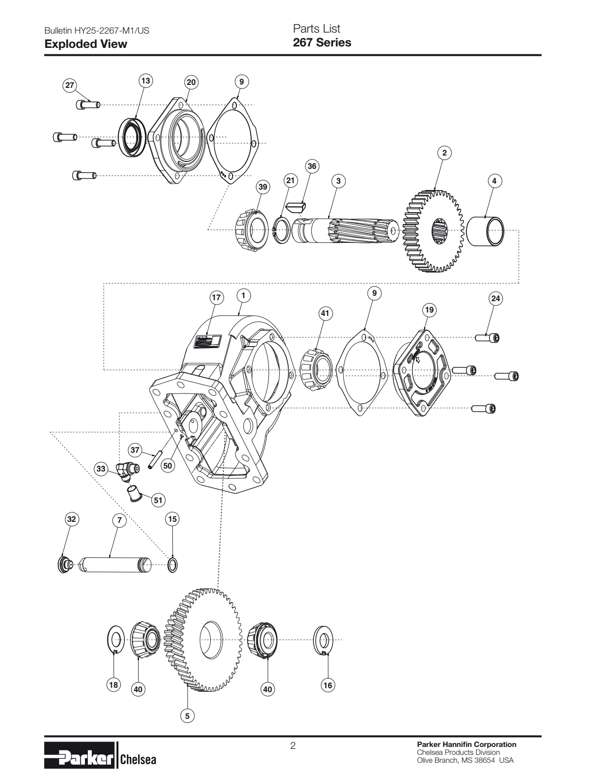 Chelsea PTO 267 Parts List Bill Of Materials 267 Series exploded-view diagram