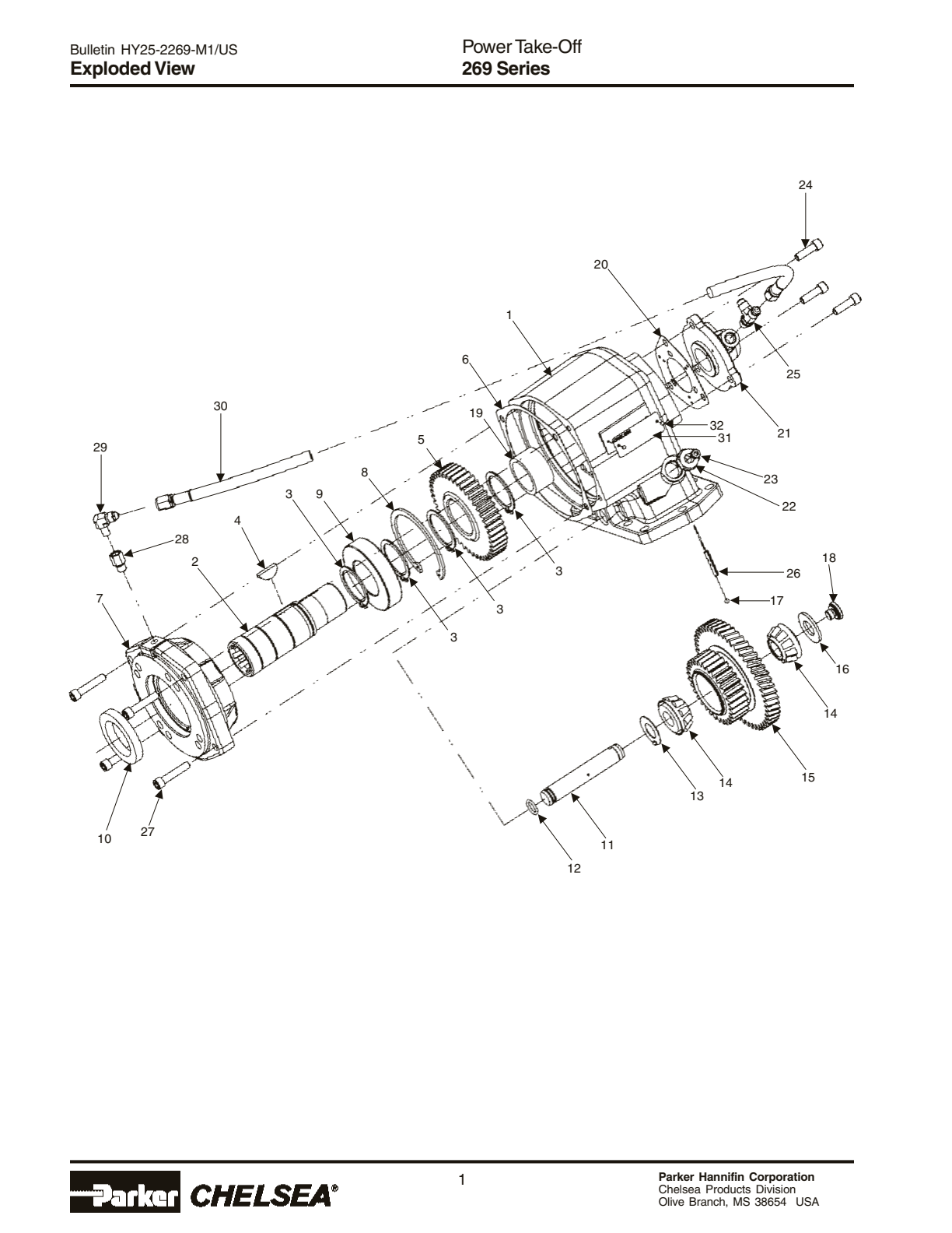 Chelsea PTO 269 Power Take-Off Bill of Materials 269 Series exploded-view diagram