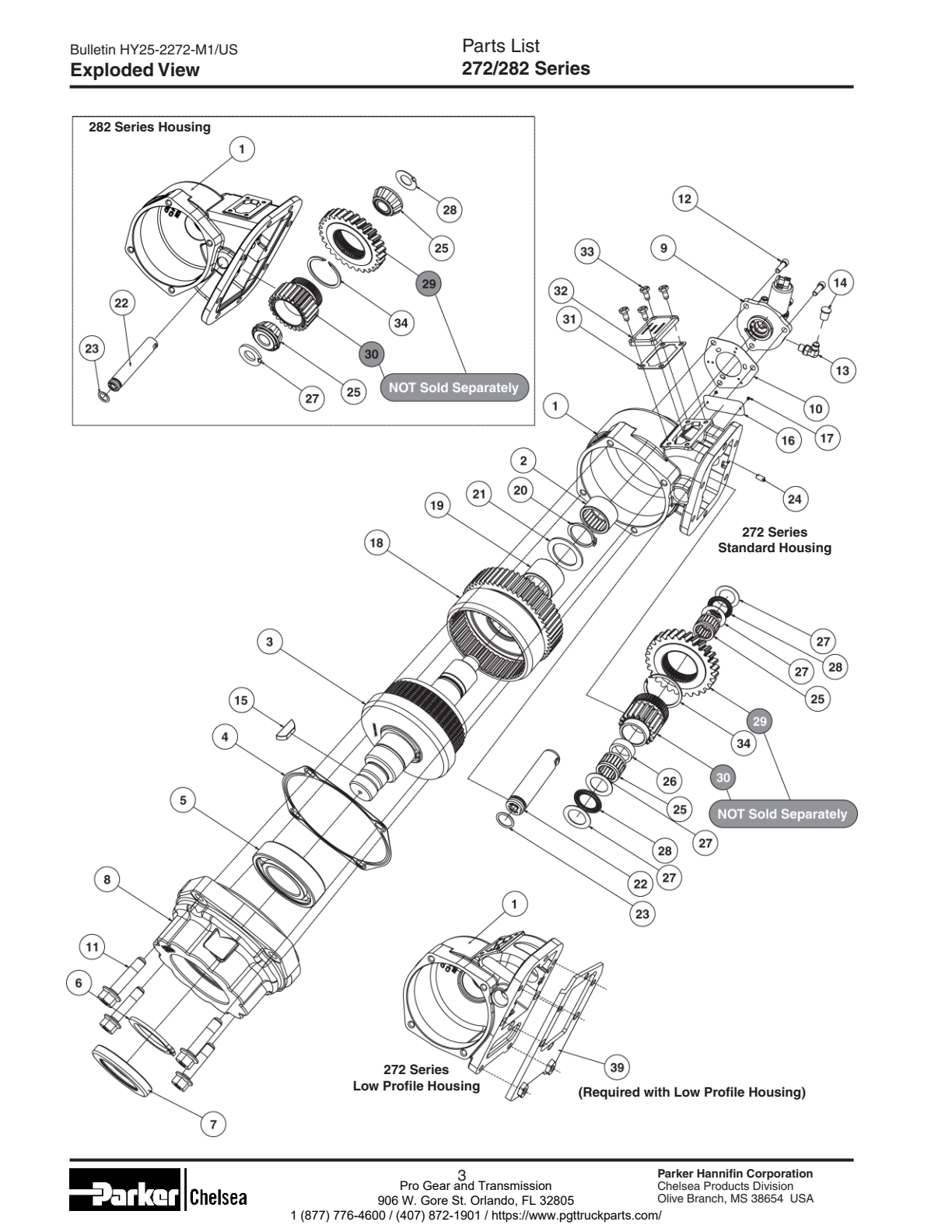 Chelsea PTO 272 Parts List Bill Of Materials 272/282 Series exploded-view diagram