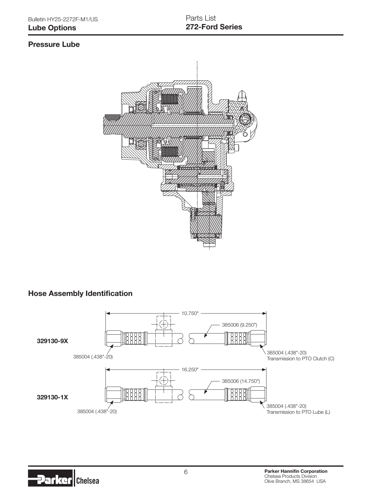 Chelsea PTO 272F Shift Options 272-Ford Series Valve Cap Assembly (hydraulic) 329872-1X exploded-view diagram
