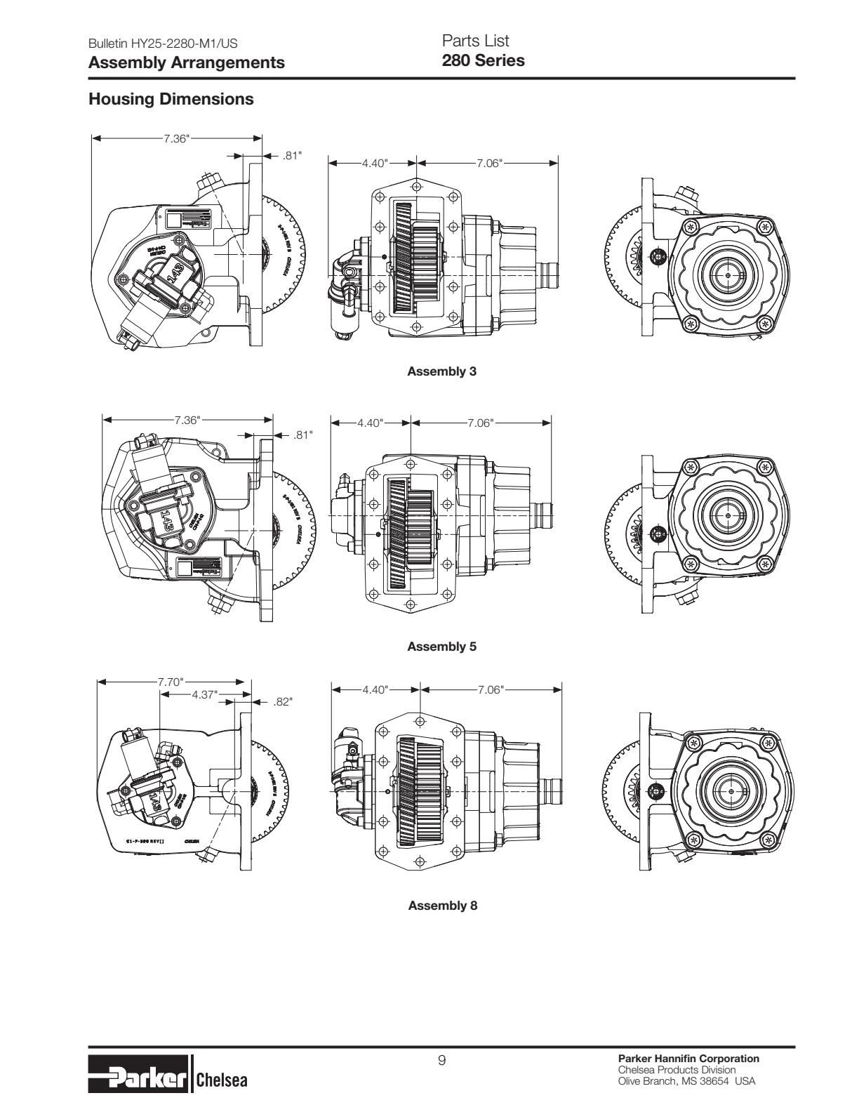 Chelsea PTO CHELSEA-PTO-280 Output Options 280 Series Pump Flange & Shaft Dimensions Companion Flange Mount exploded-view diagram