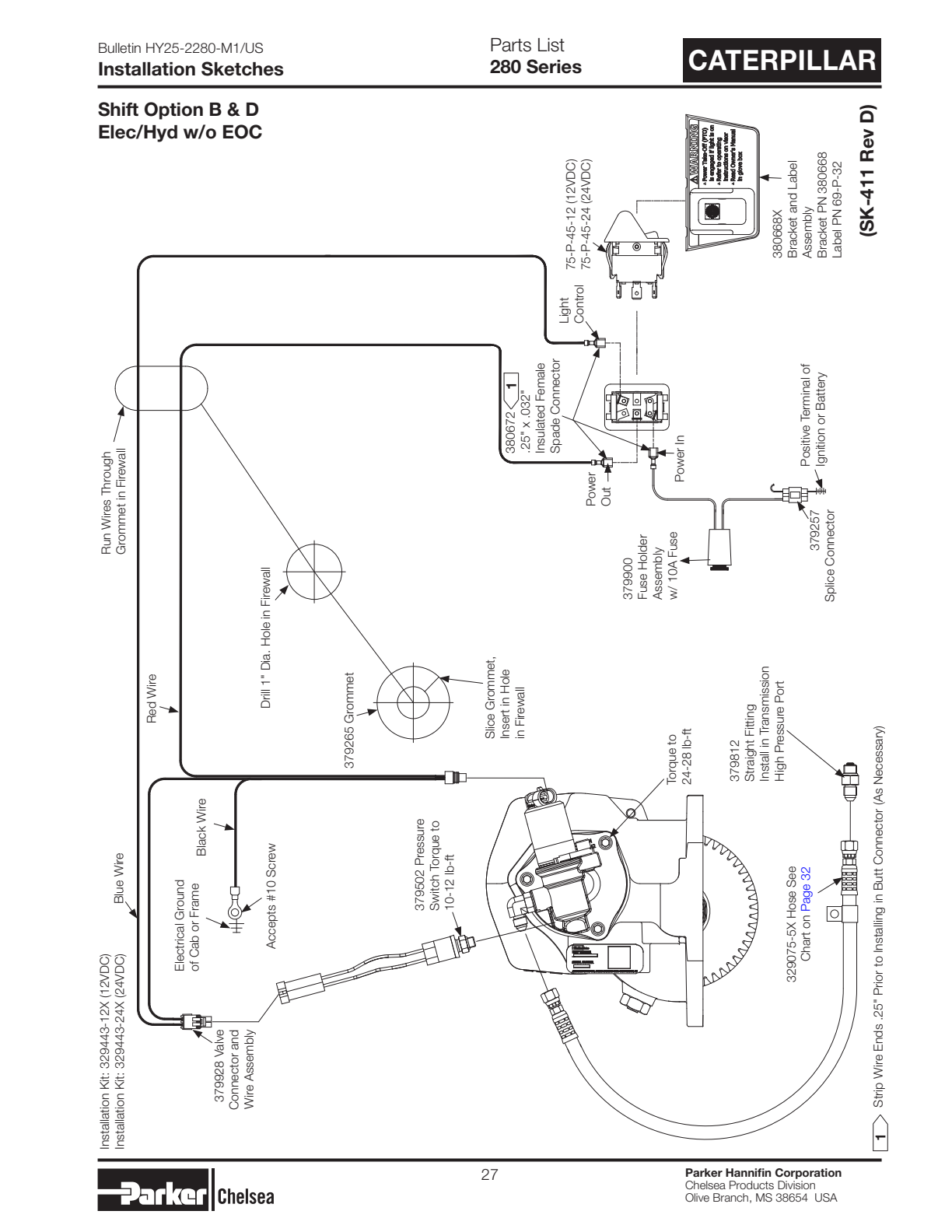 Chelsea PTO CHELSEA-PTO-280 Caterpillar exploded-view diagram