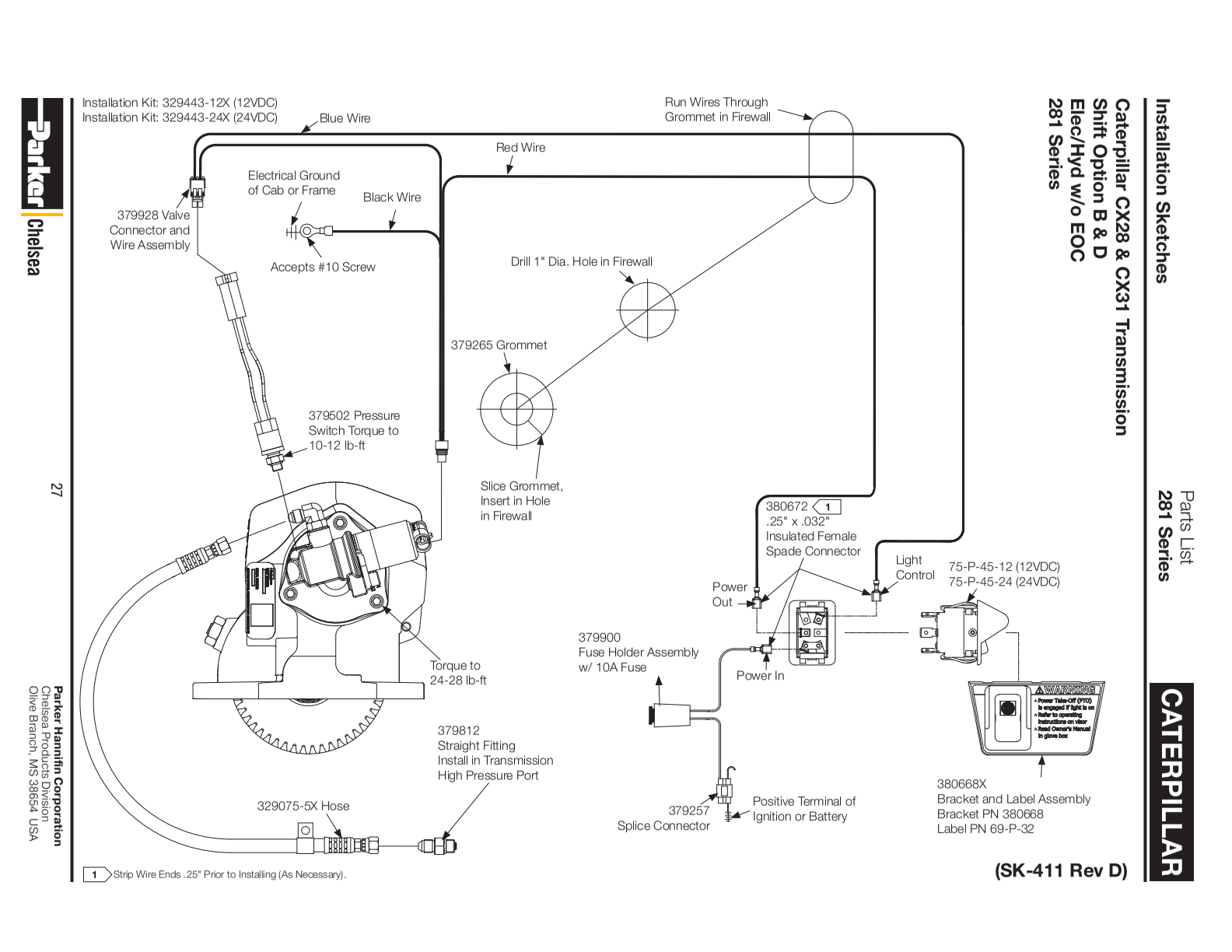 Chelsea PTO CHELSEA-PTO-281 Caterpillar exploded-view diagram