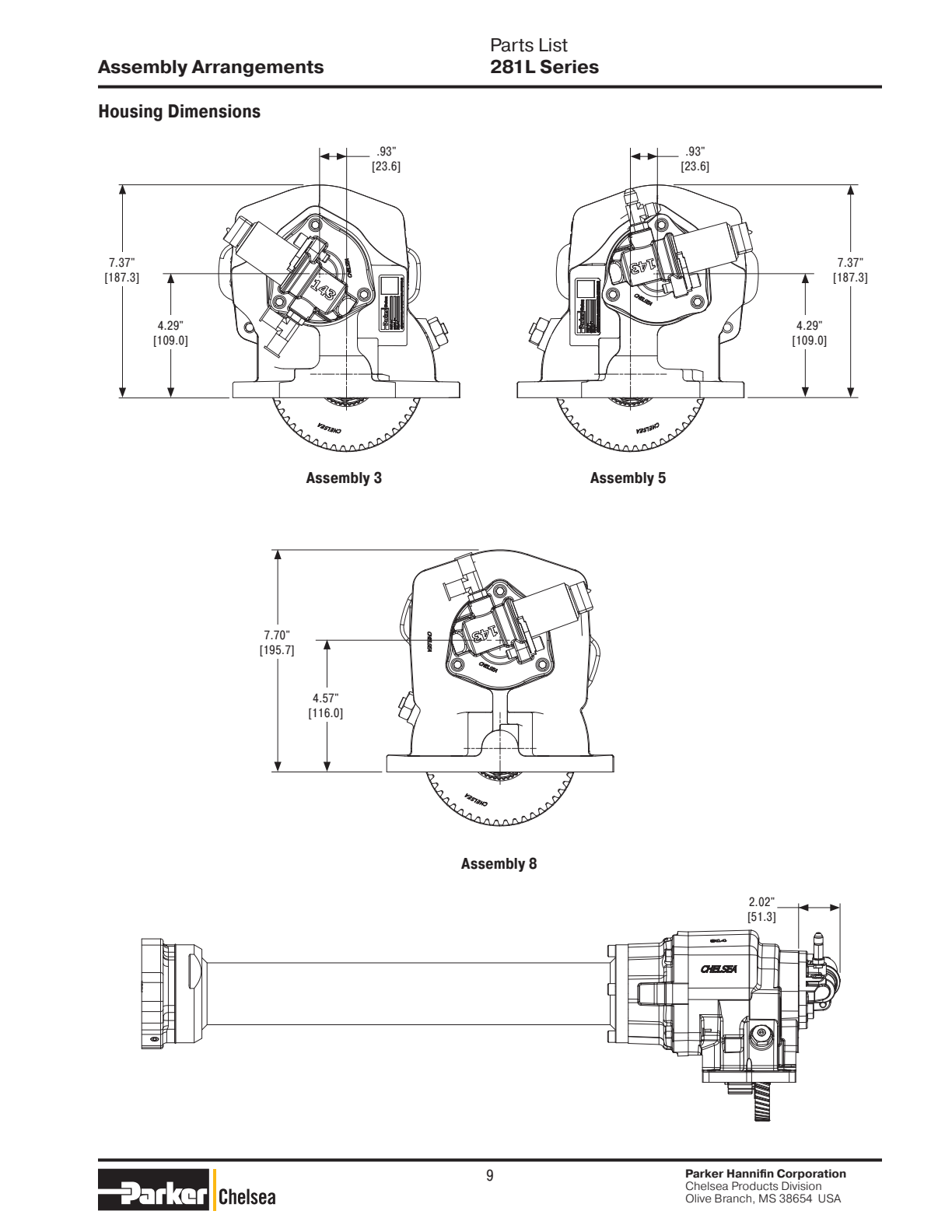 Chelsea PTO 281L Output Options 281L Series Drive Shaft & Clutch Assembly 330155-2X exploded-view diagram