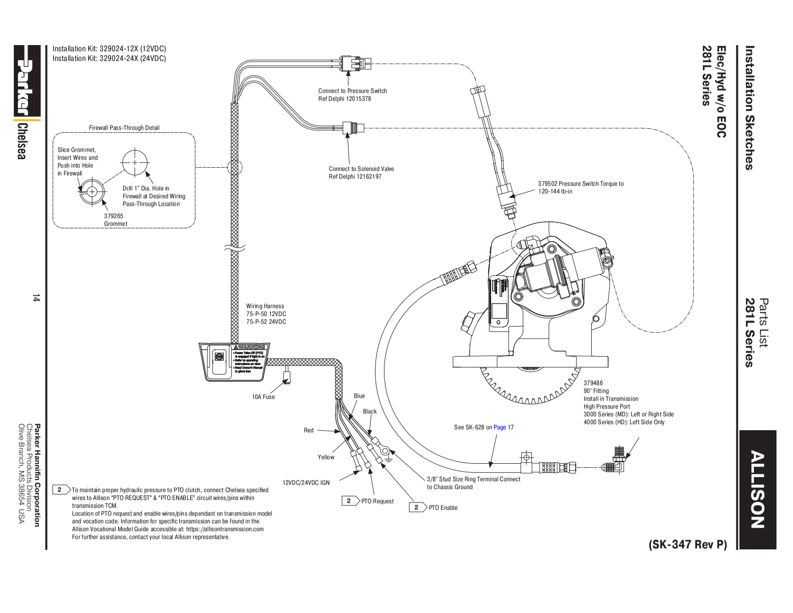 Chelsea PTO 281L Allison exploded-view diagram