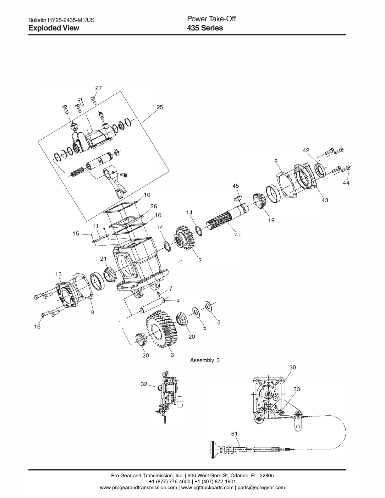 Chelsea PTO 435 Power Take-Off Bill of Materials 435 Series exploded-view diagram