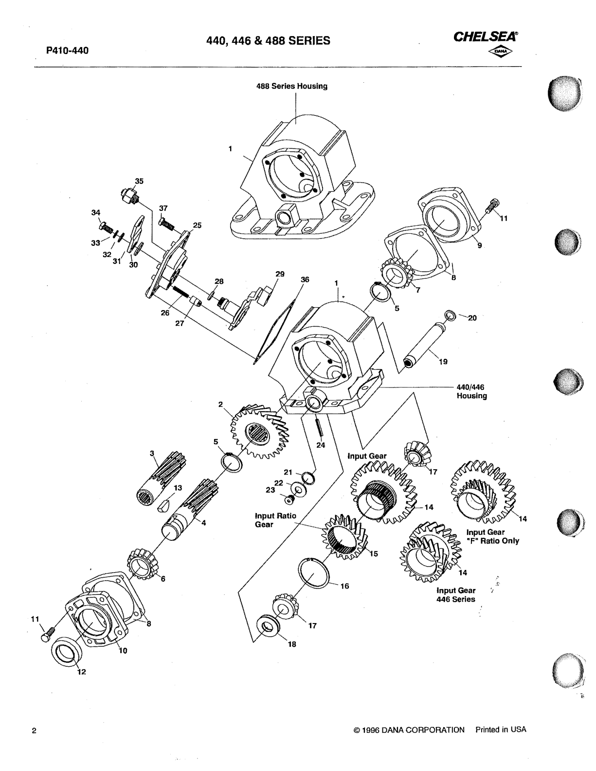 Chelsea PTO 488 Chelsea® 440, 446 & 488 Series exploded-view diagram