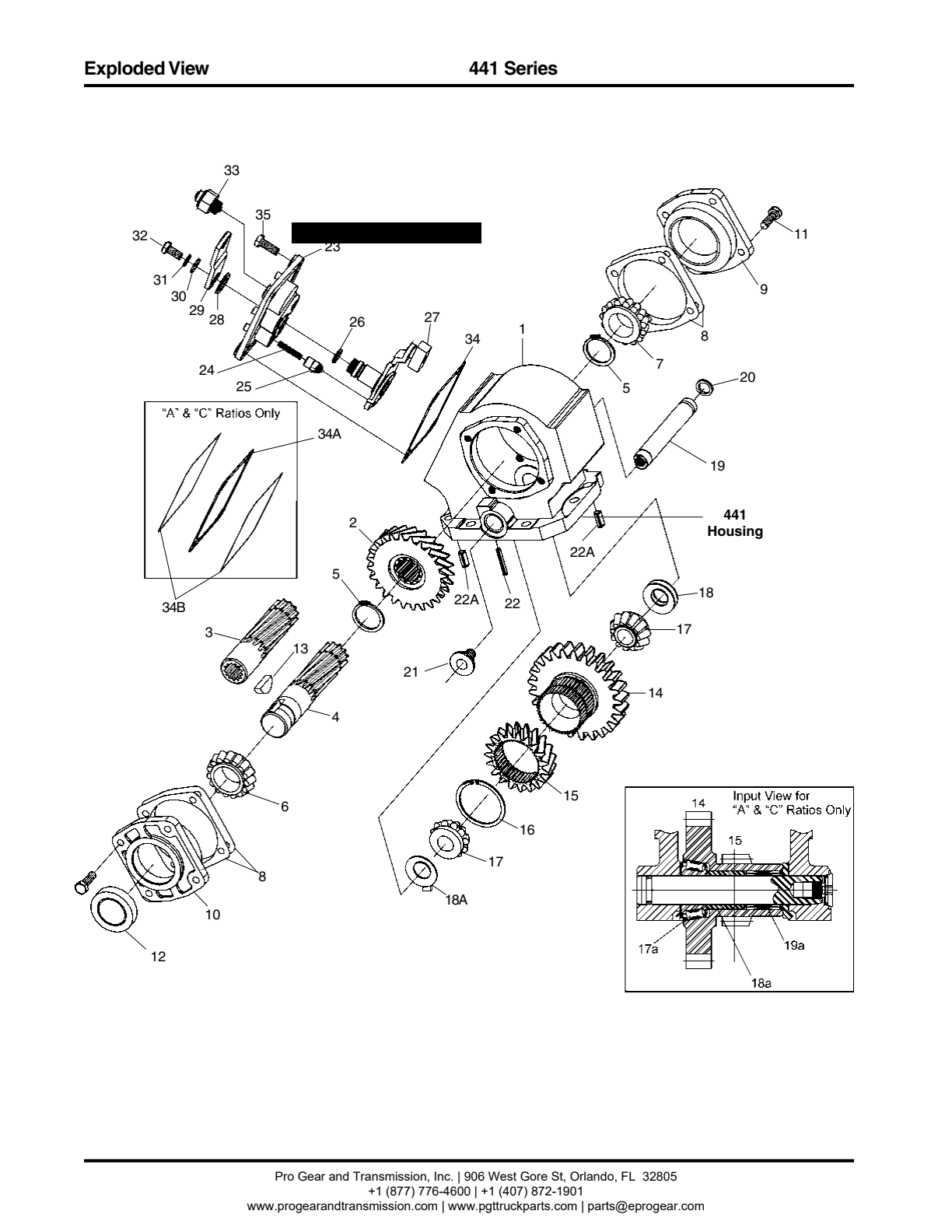 Chelsea PTO 441 Bill of Materials 441 Series exploded-view diagram