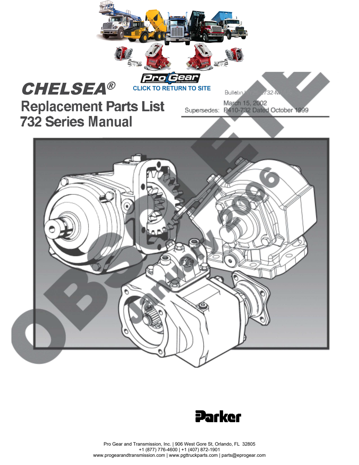 Chelsea PTO 732 Bill of Materials 732 Series exploded-view diagram