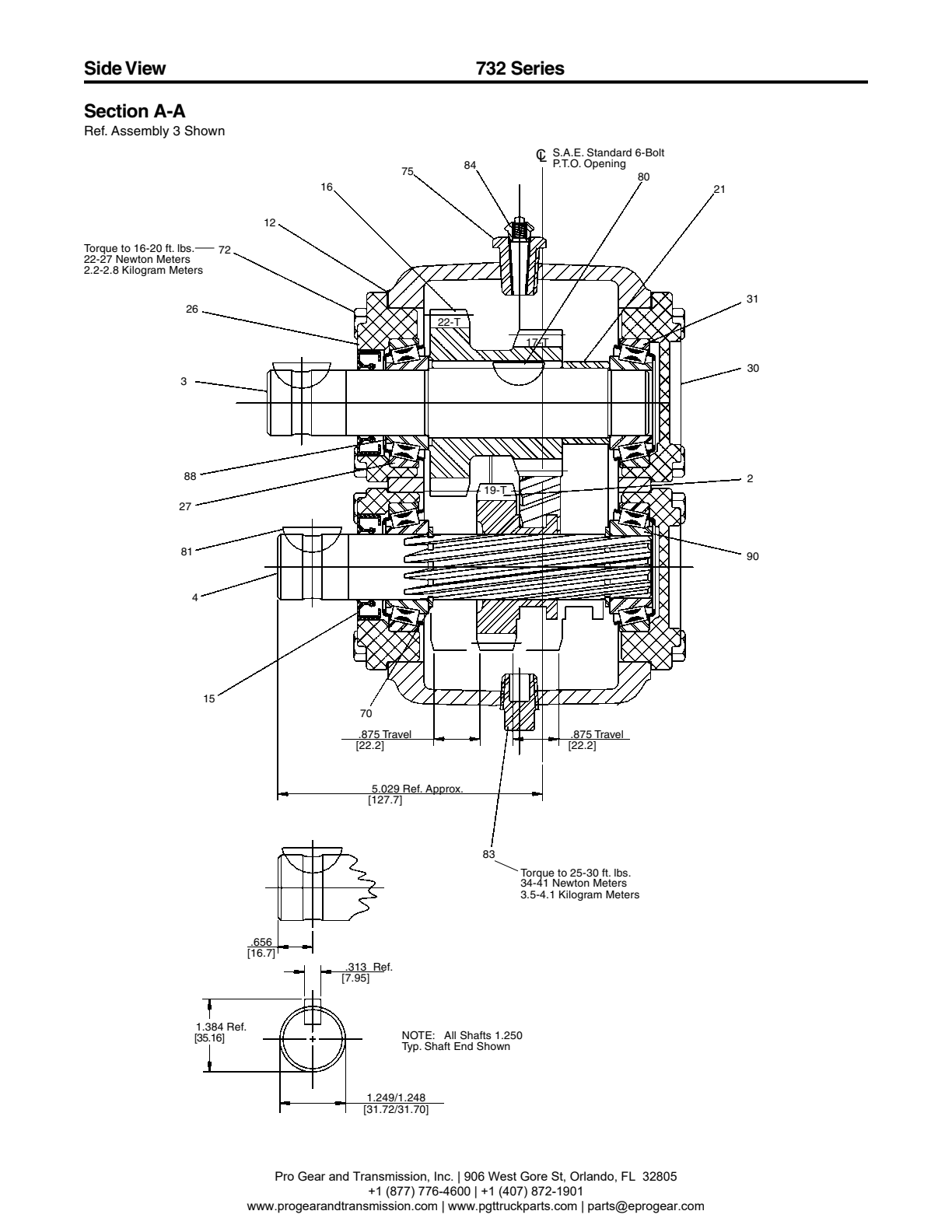 Chelsea PTO 732 Bill of Materials 732 Series exploded-view diagram