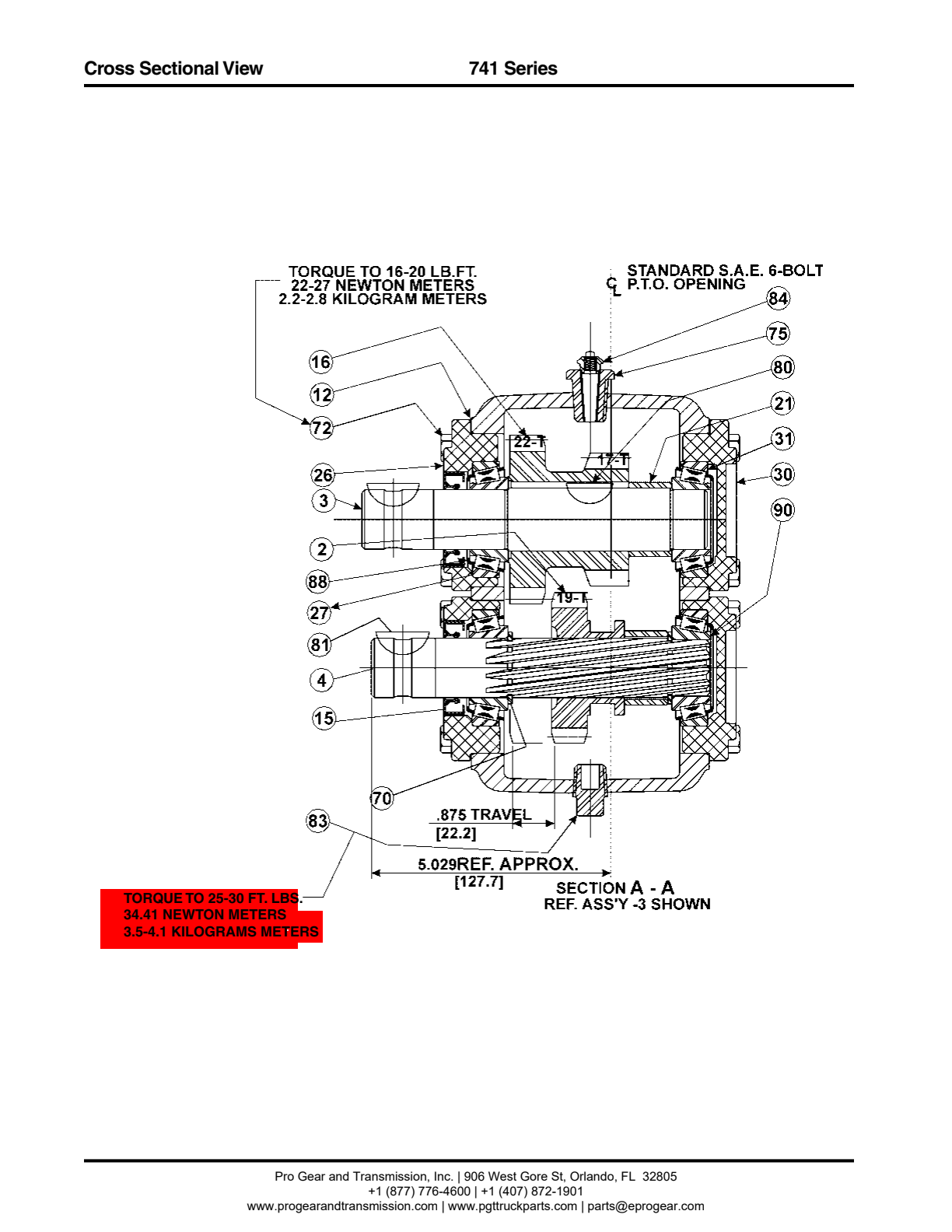 Chelsea PTO 741 Bill of Materials 741 Series exploded-view diagram