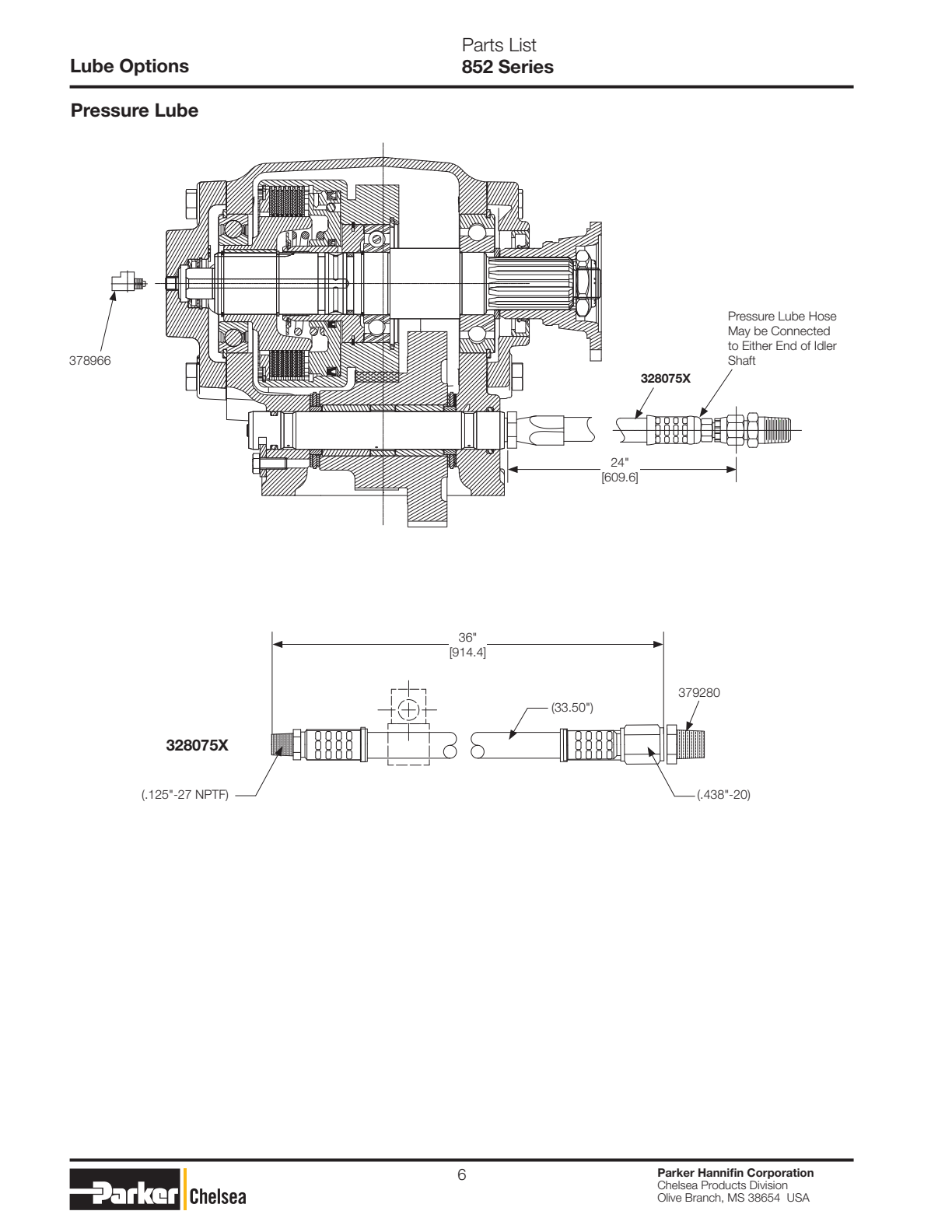 Chelsea PTO 852 Shift Options 852 Series exploded-view diagram