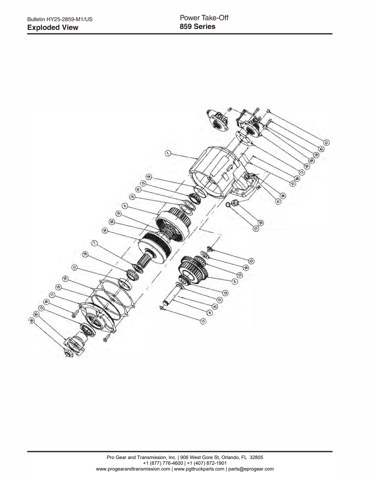 Chelsea PTO 859 Power Take-Off Bill of Materials 859 Series exploded-view diagram