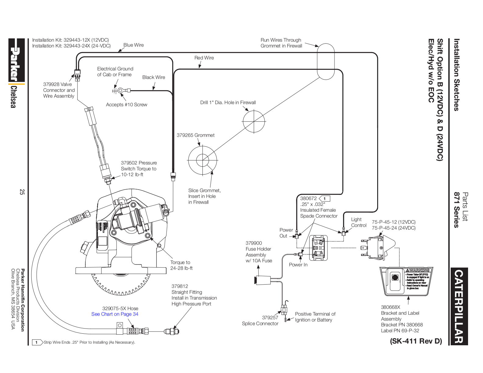 Chelsea PTO CHELSEA-PTO-871 Caterpillar exploded-view diagram