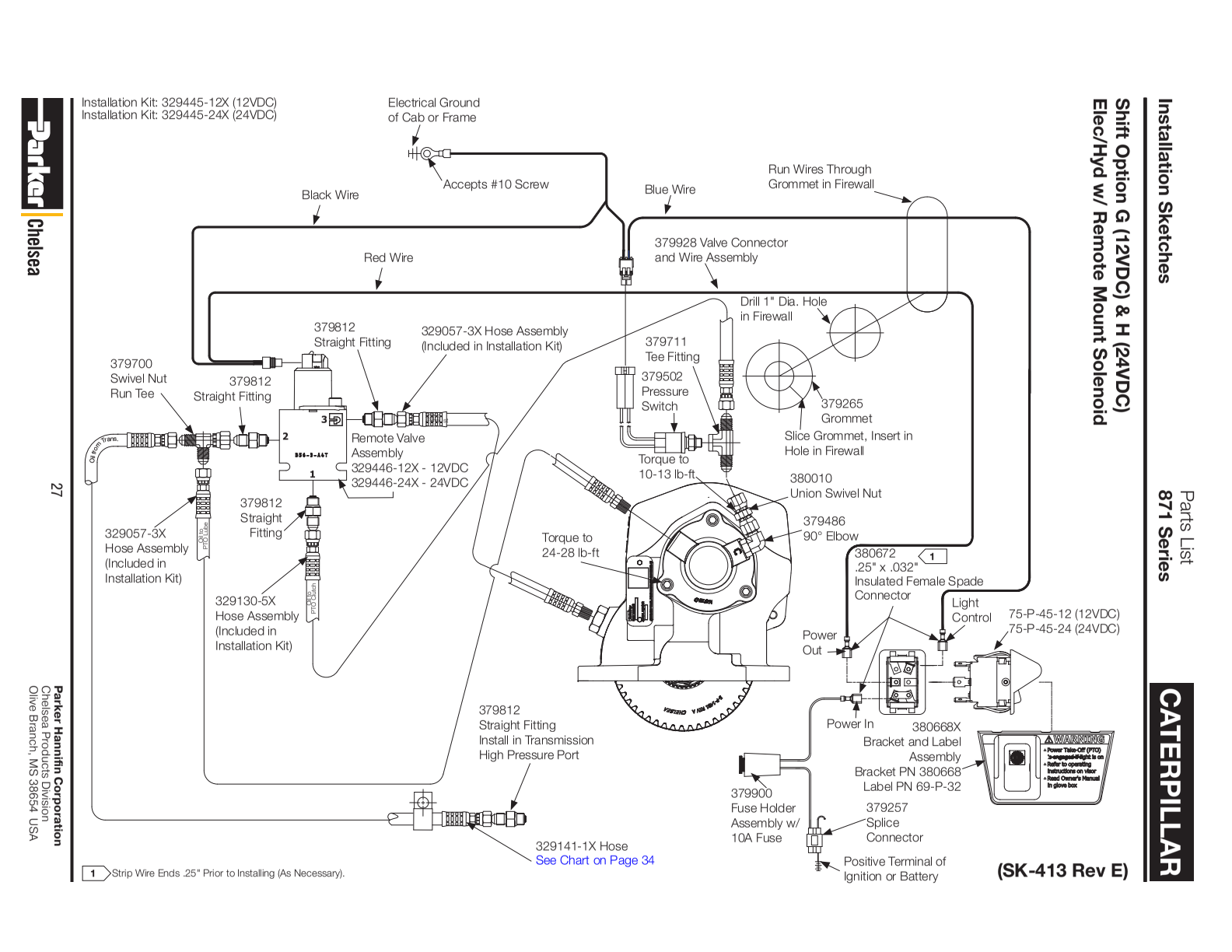 Chelsea PTO CHELSEA-PTO-871 Parts List Bill Of Materials 878 Series exploded-view diagram