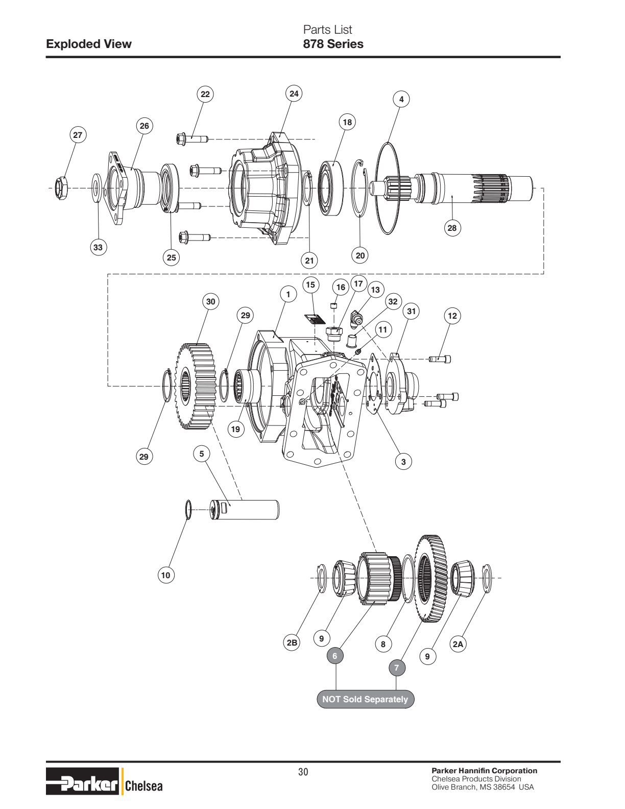 Chelsea PTO CHELSEA-PTO-871 Parts List Bill Of Materials 878 Series exploded-view diagram