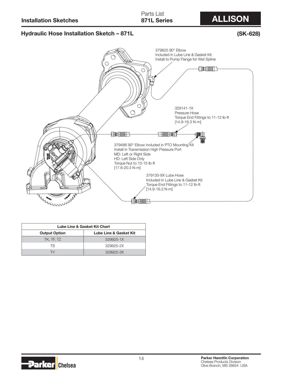 Chelsea PTO 871L Allison exploded-view diagram