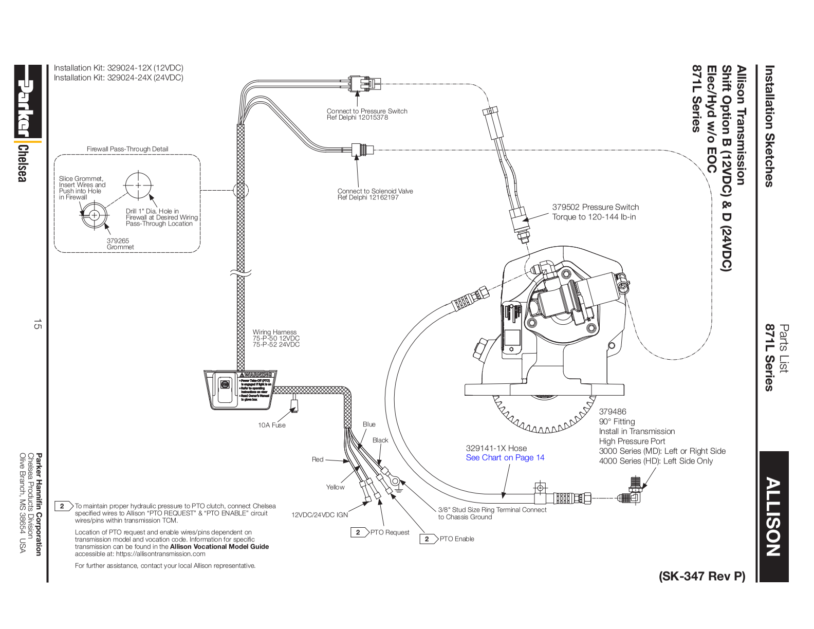 Chelsea PTO 871L Allison exploded-view diagram