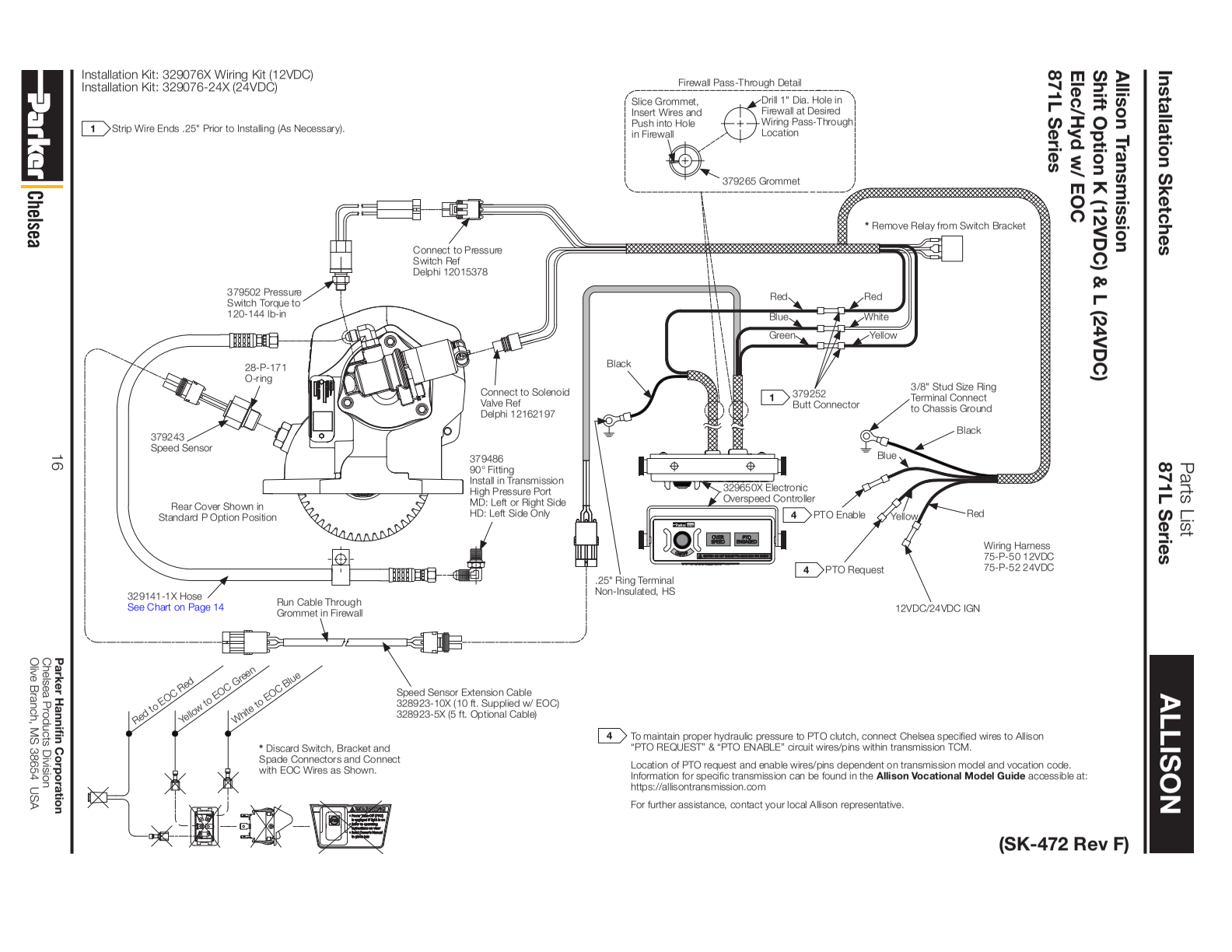 Chelsea PTO 871L Allison exploded-view diagram