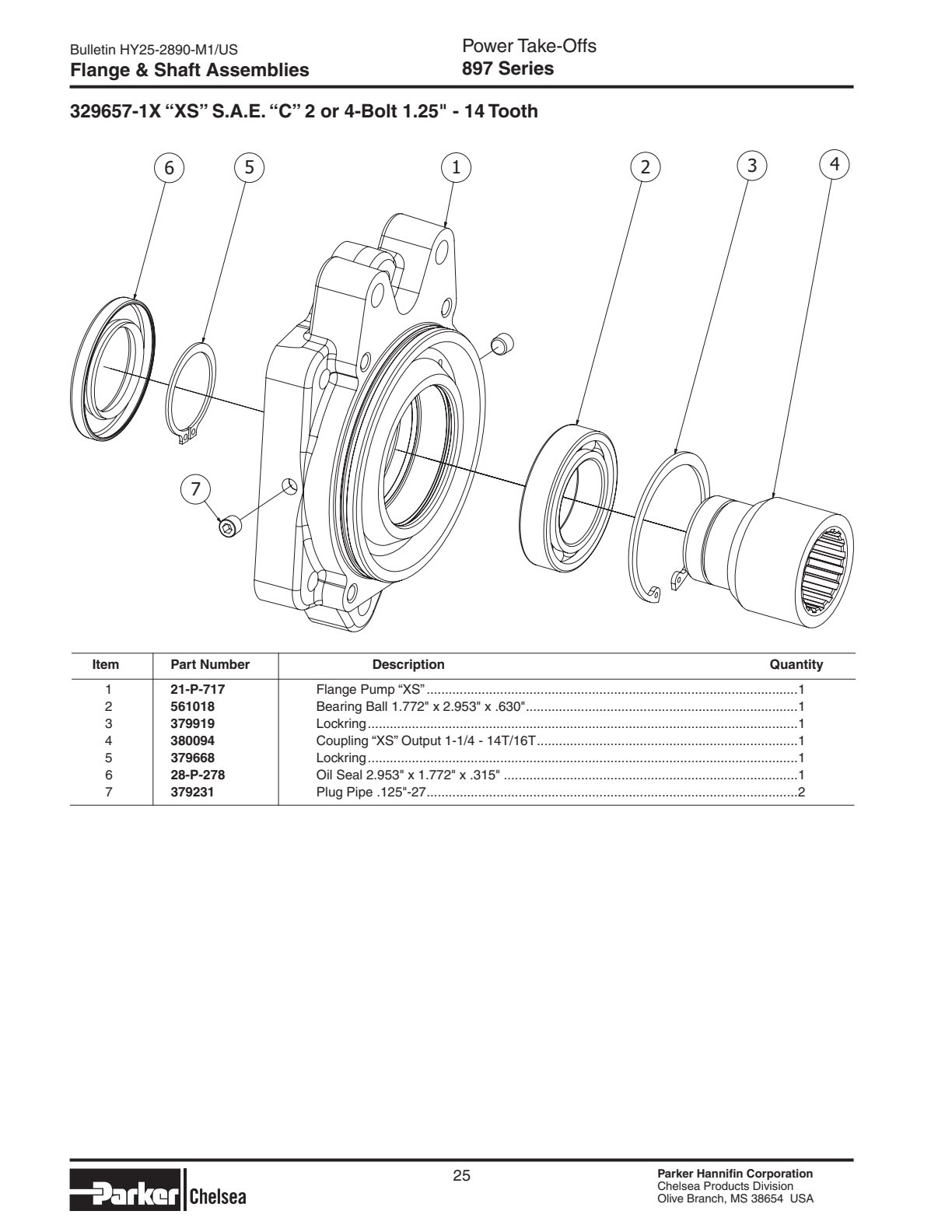 Chelsea PTO 890 Assembly & Installation Kits 890 Series 329645-1X Kit Bracket & Hose Assembly exploded-view diagram