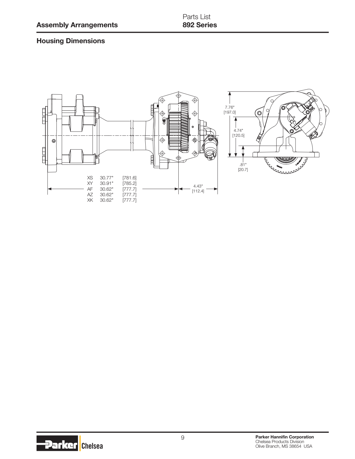 Chelsea PTO 892 Output Options 892 Series Drive Shaft & Clutch Assembly 329661X exploded-view diagram