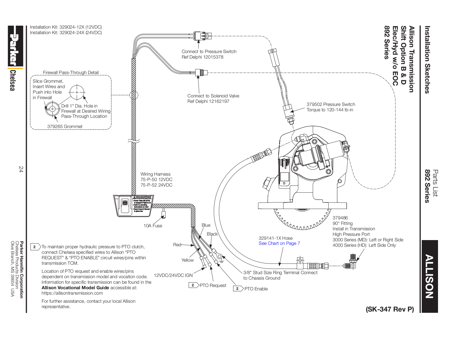Chelsea PTO 899 Allison exploded-view diagram