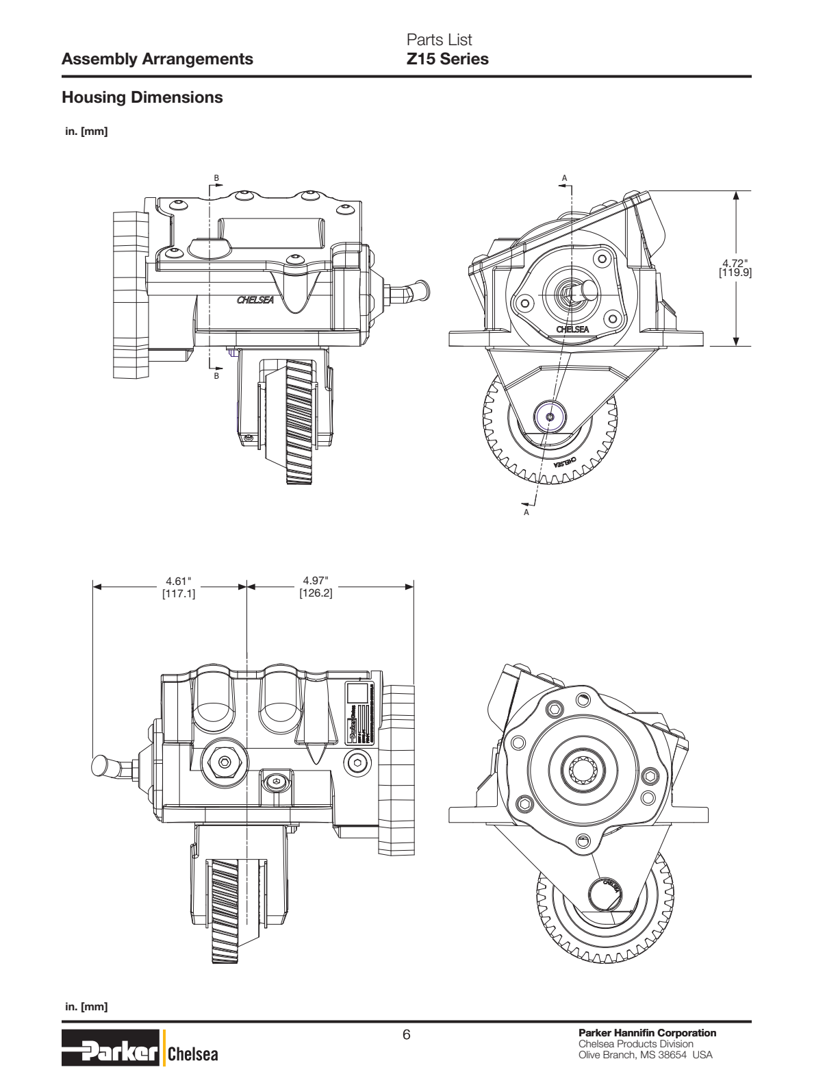 Chelsea PTO Z15 Output Options Z15 Series Drive Shaft & Clutch Assembly 330167 *X exploded-view diagram
