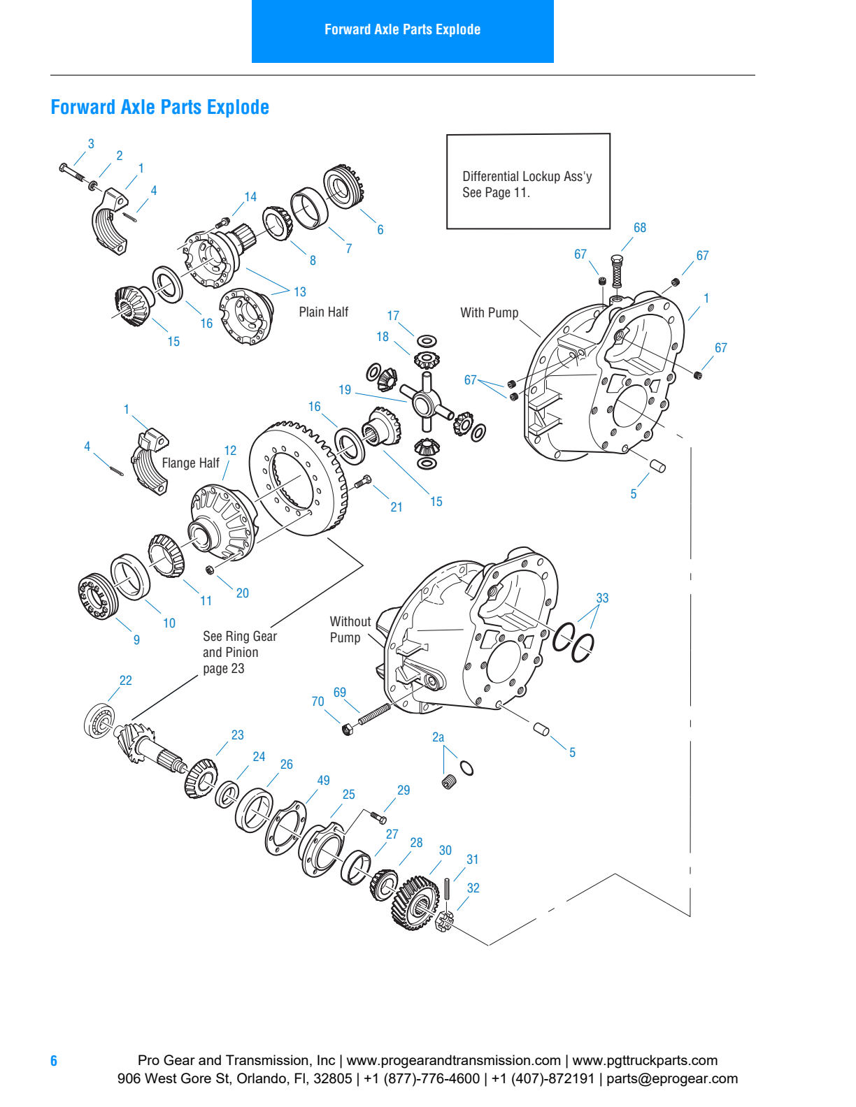 Dana Spicer DS405 Tandem Drive Axle Forward Axle Parts List exploded-view diagram