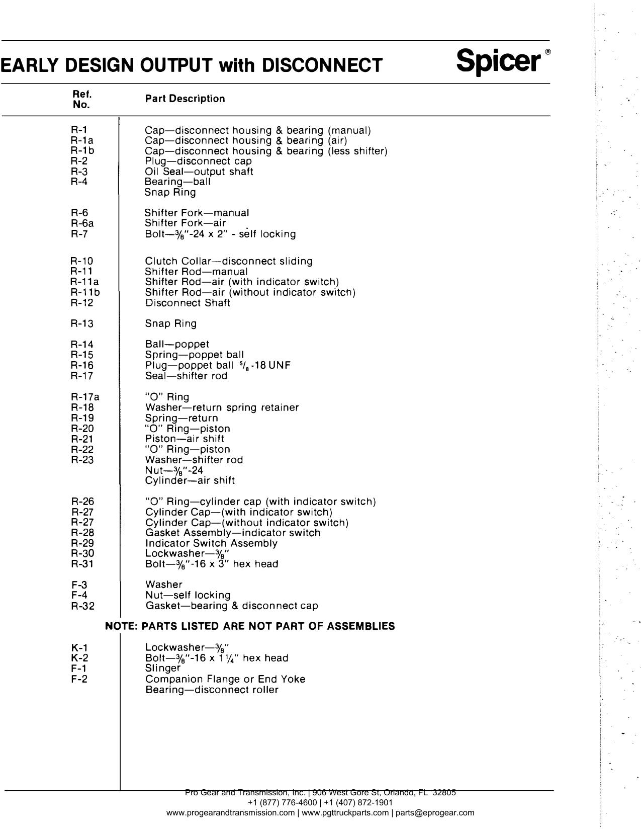 Spicer 791 Transfer Case Manual page 10: EARLY DESIGN OUTPUT with DISCONNECT