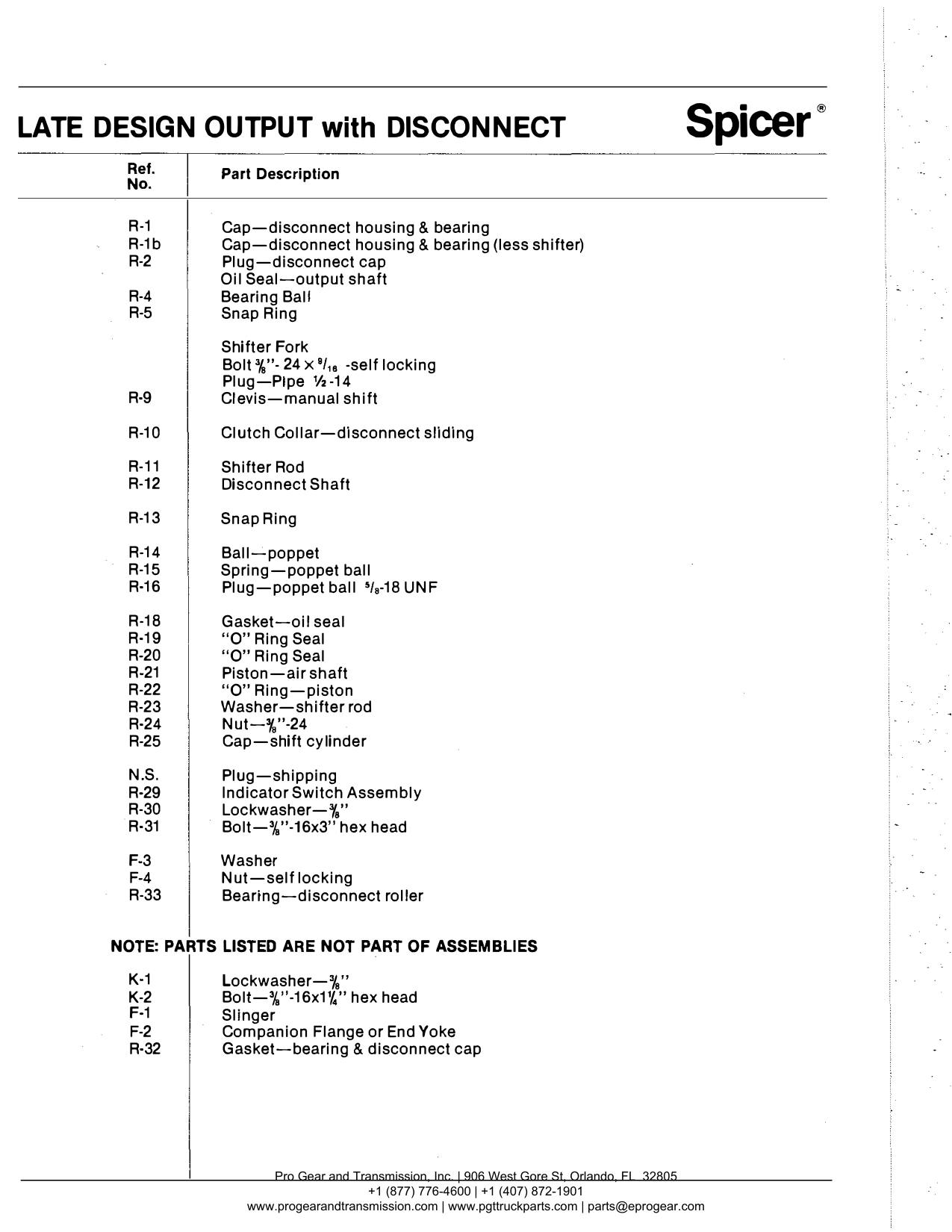 Spicer 791 Transfer Case Manual page 12: LATE DESIGN OUTPUT with DISCONNECT