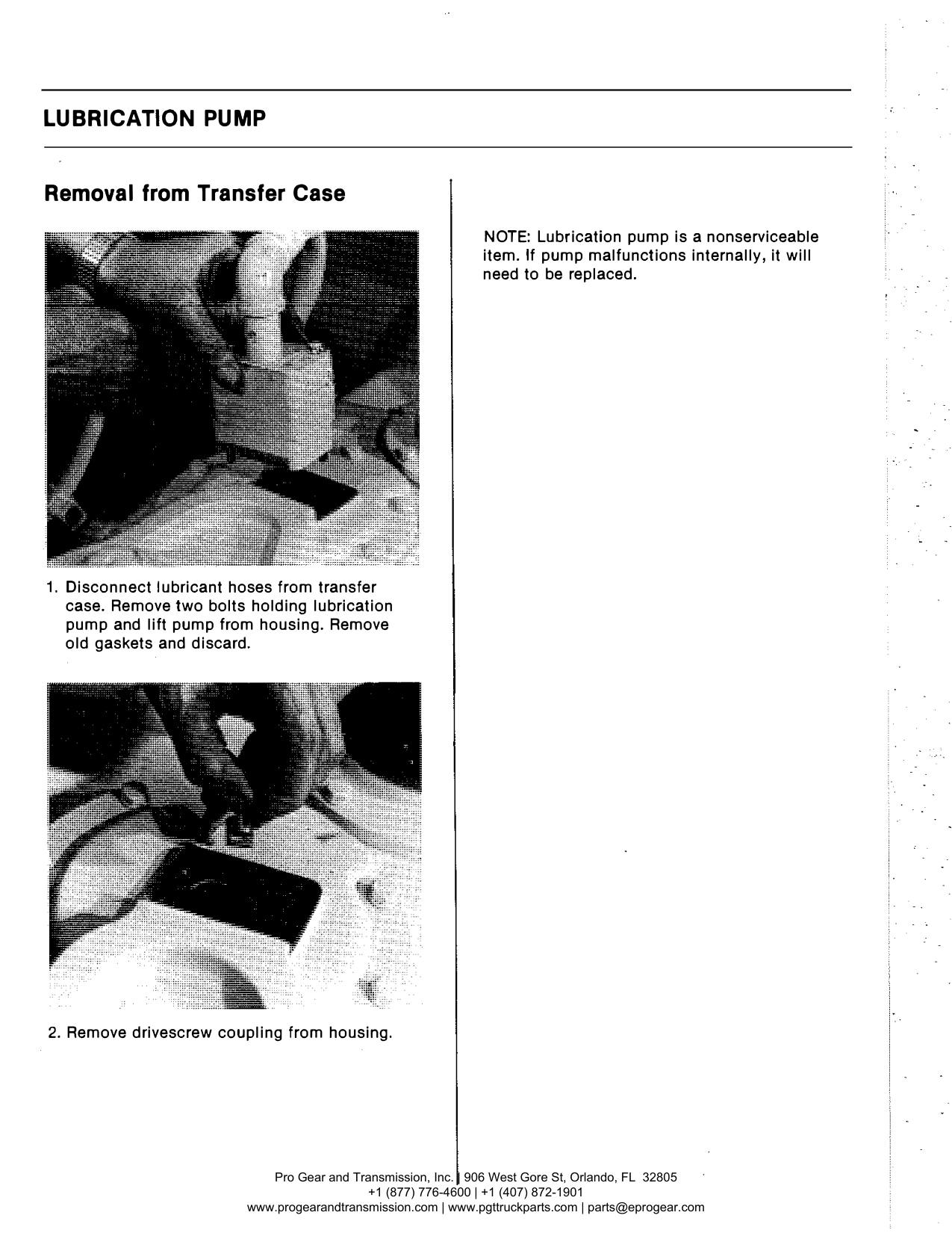 Spicer 791 Transfer Case Manual page 21: Lubrication Pump