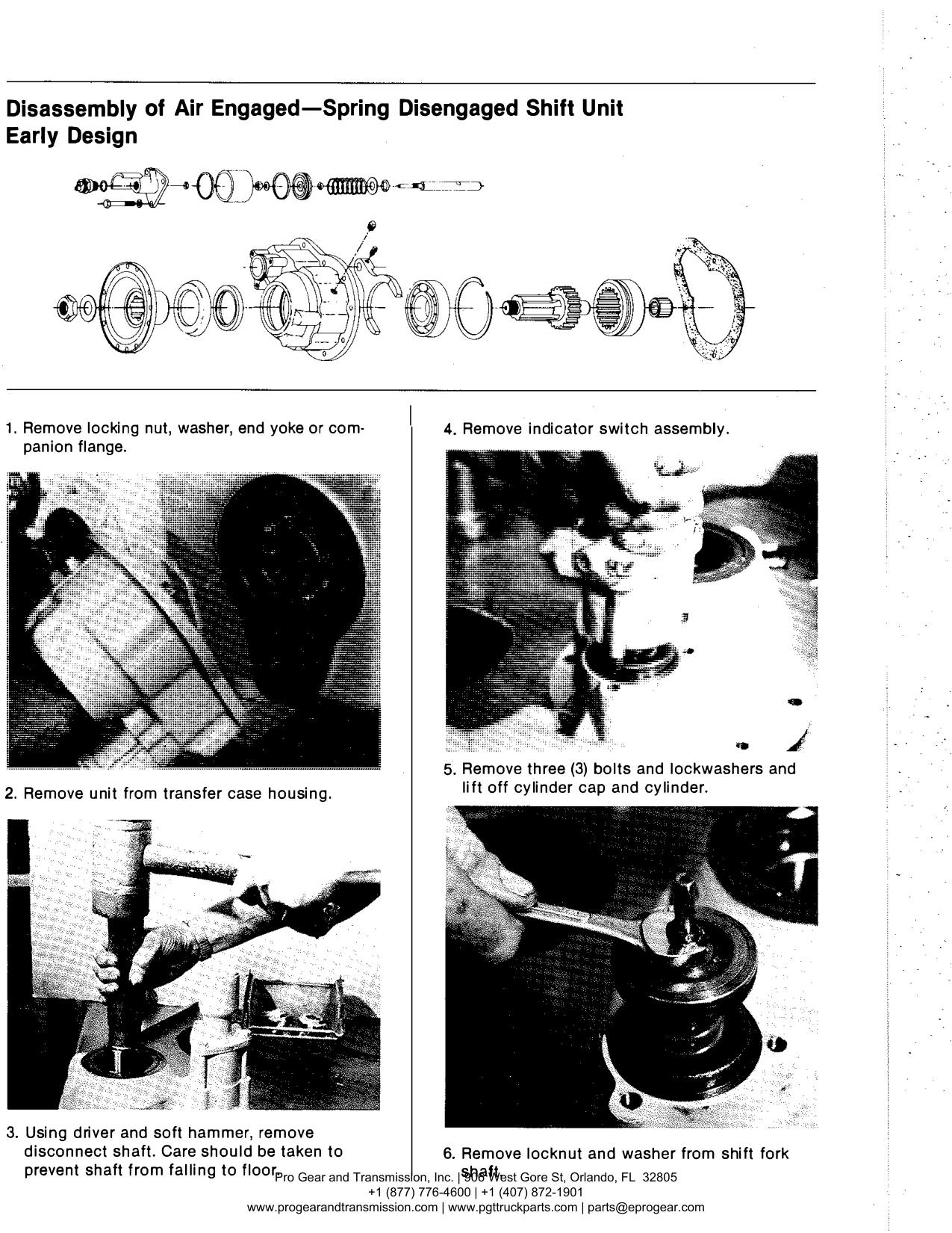 Spicer 791 Transfer Case Manual page 22: Disassembly of Air Engaged-Spring Disengaged Shift Unit