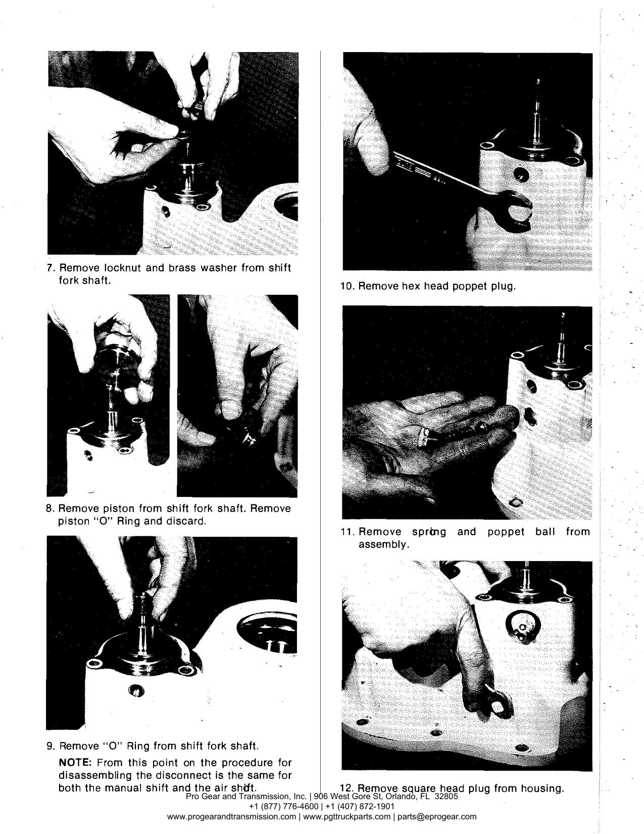 Spicer 791 Transfer Case Manual page 25: 7. Remove locknut and brass washer from shift