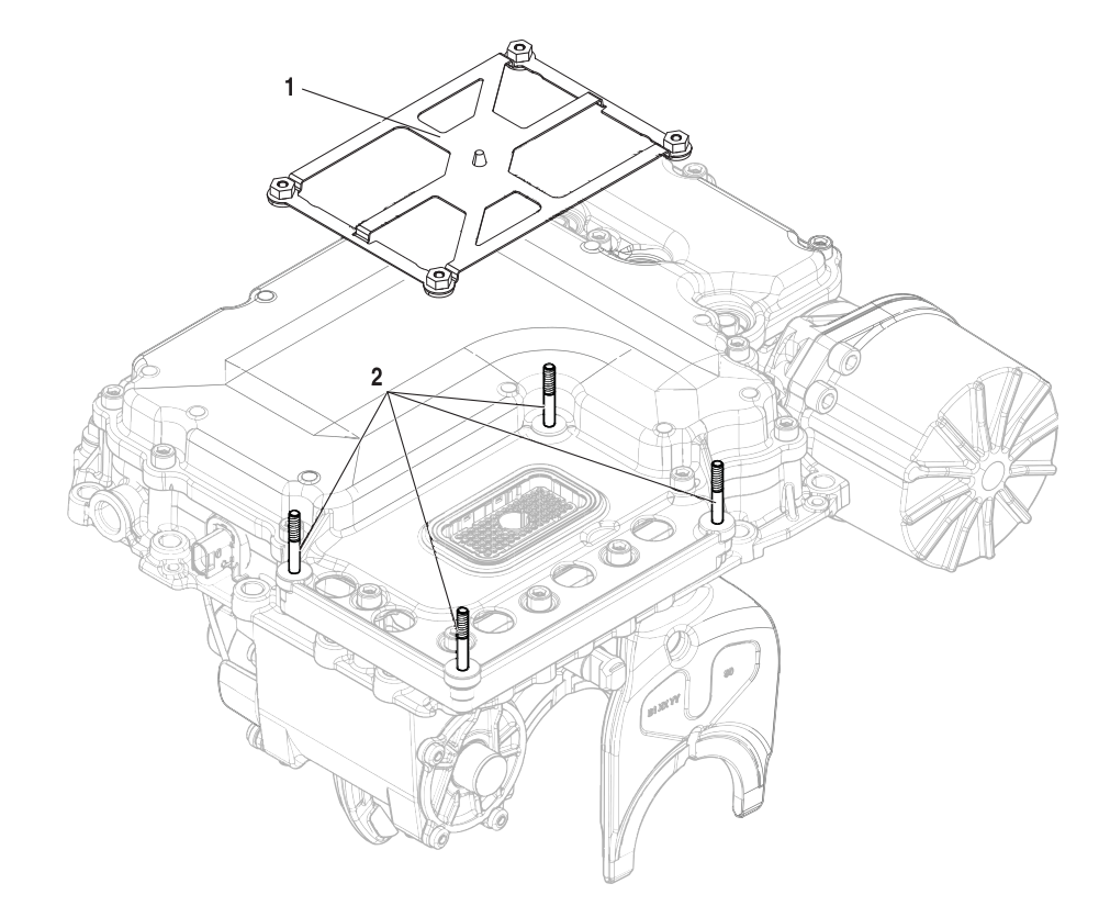 Diagrama de despiece: Tapa y birlo de montaje del TCM, Eaton Endurant HD