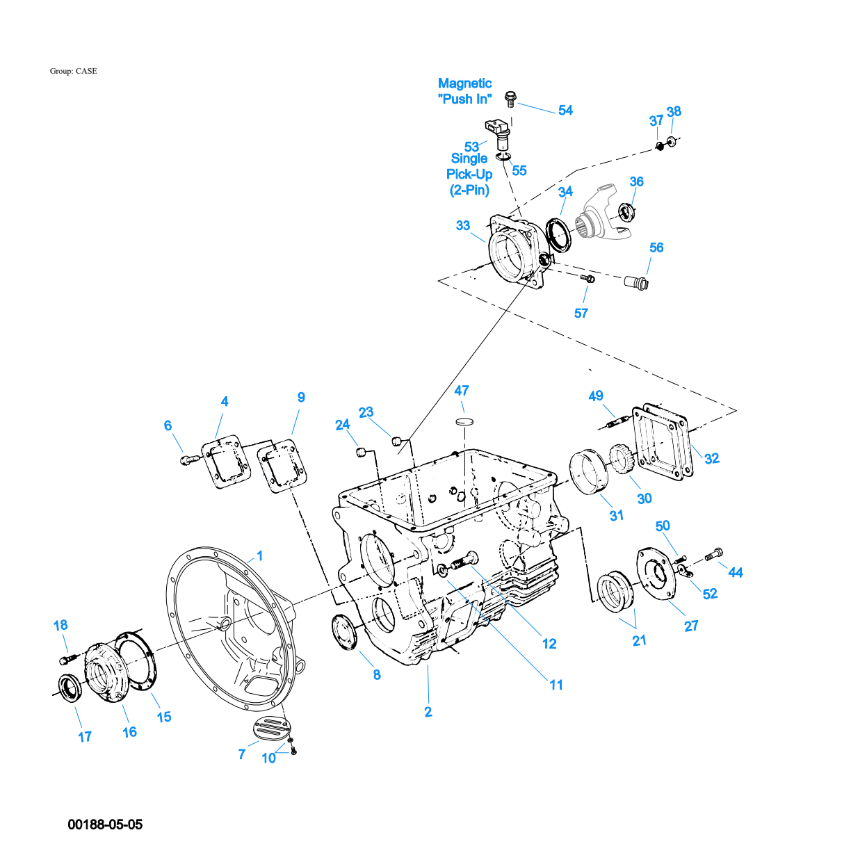 Eaton Fuller F-5405B-DM3 Case exploded-view diagram