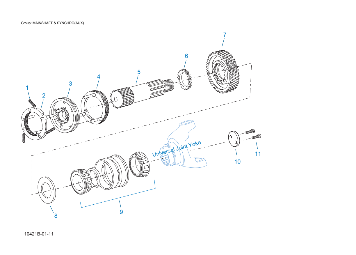 Eaton Fuller FO-12E310C-VAS Mainshaft & Synchro(Aux) exploded-view diagram