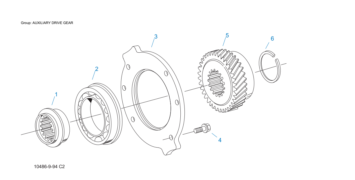 Eaton Fuller FO-12E310C-VAS Auxiliary Drive Gear exploded-view diagram