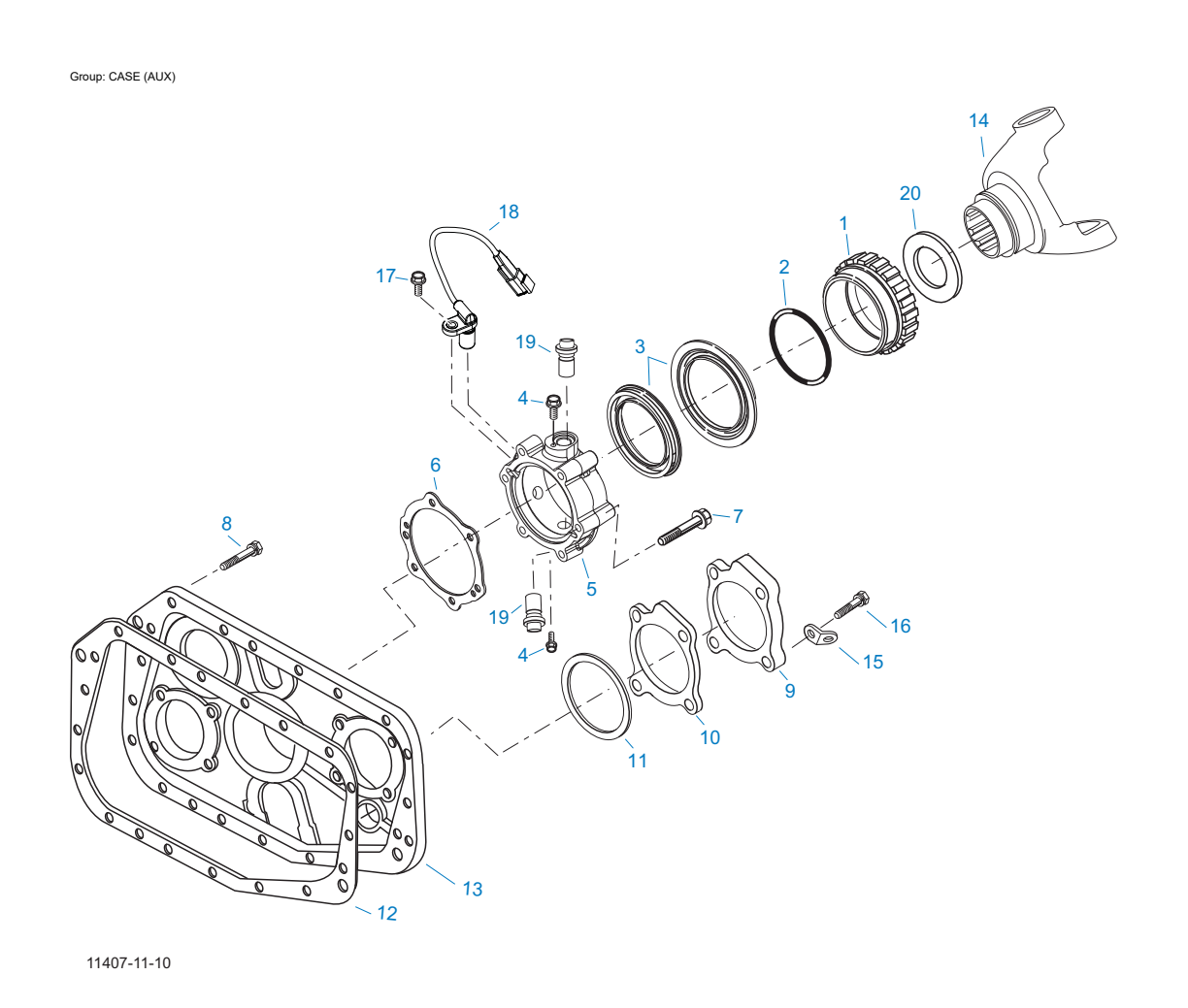 Eaton Fuller FO-12E310C-VAS Case (Aux) exploded-view diagram
