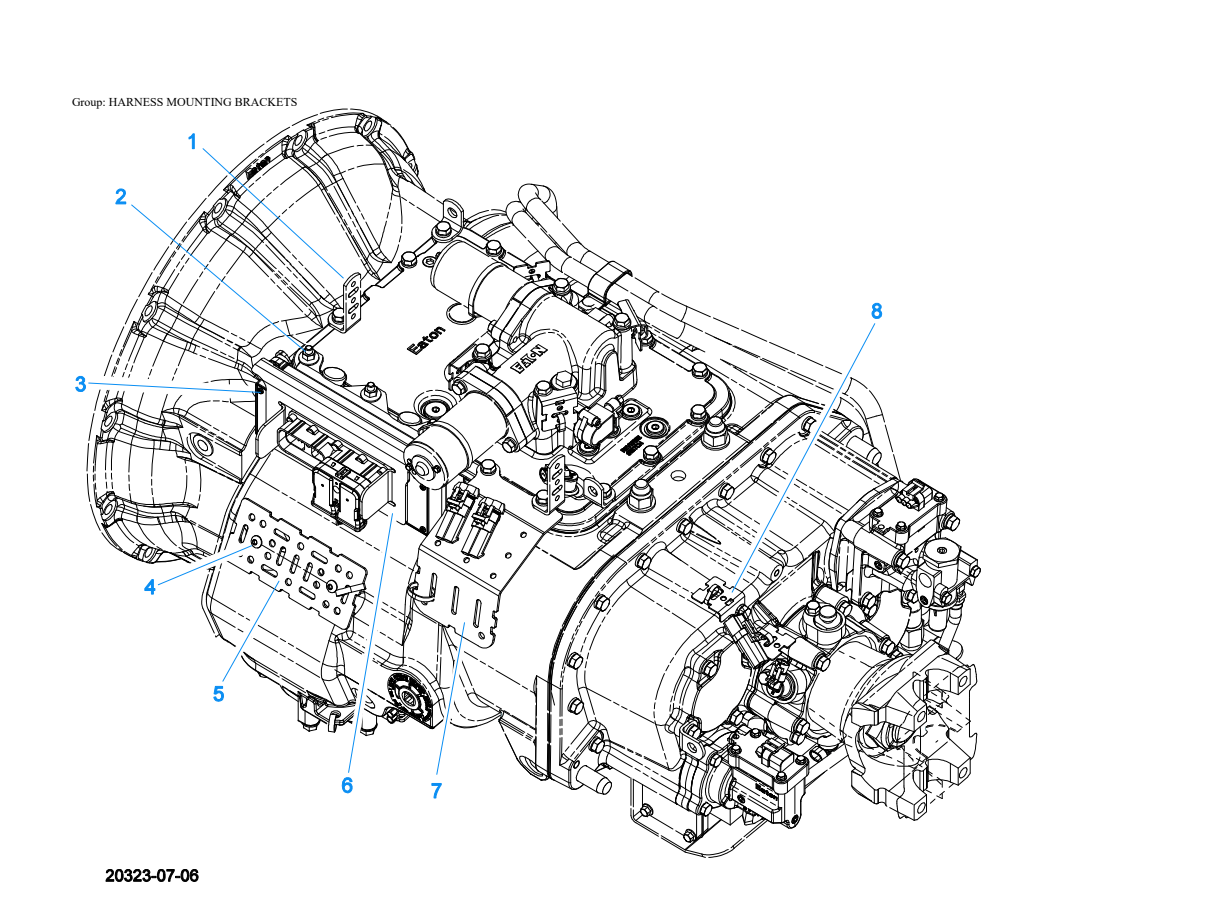 Eaton Fuller FO-16D313E-LEP Harness Mounting Brackets exploded-view diagram