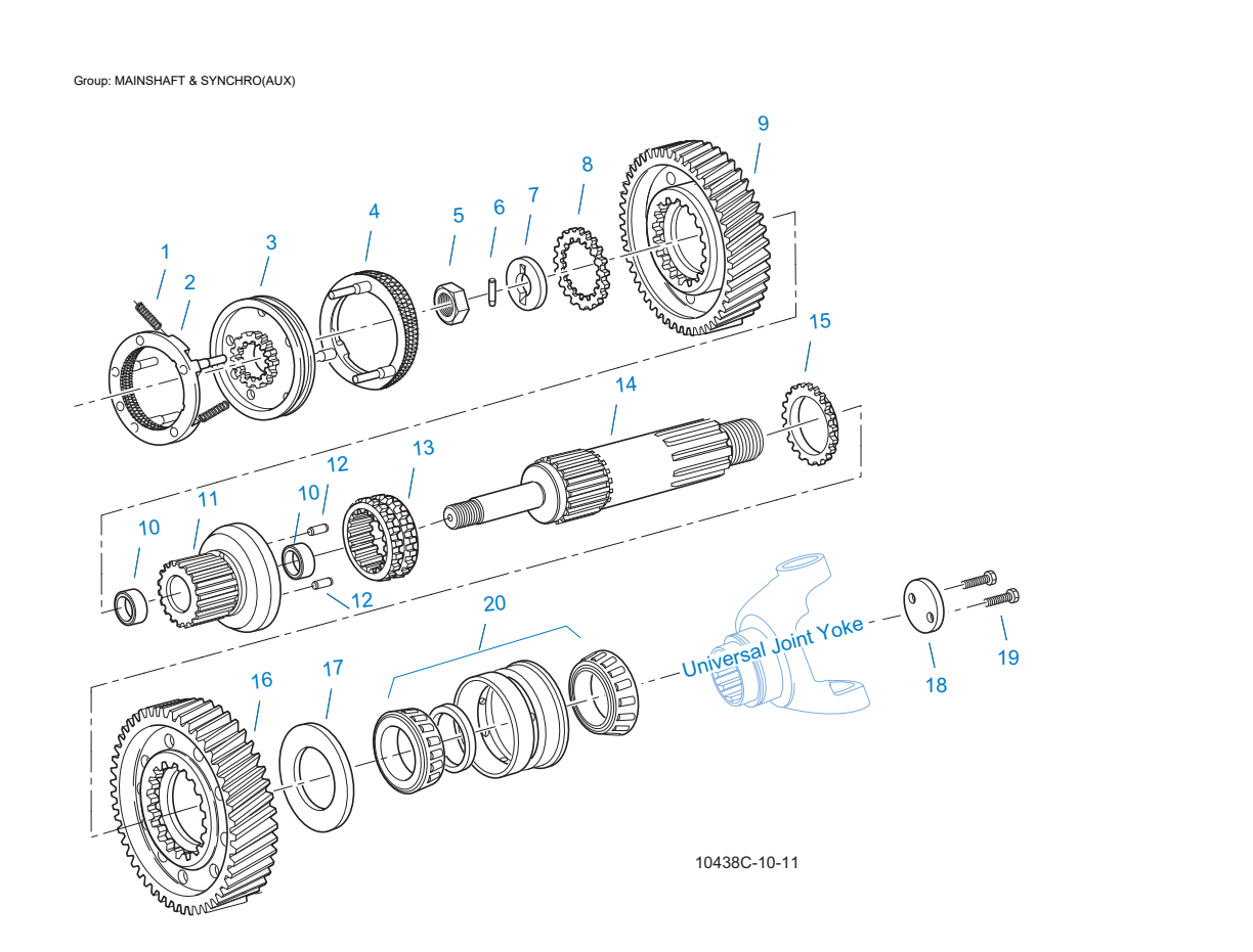 Eaton Fuller FO-16E309ALL-VMS Mainshaft & Synchro(Aux) exploded-view diagram