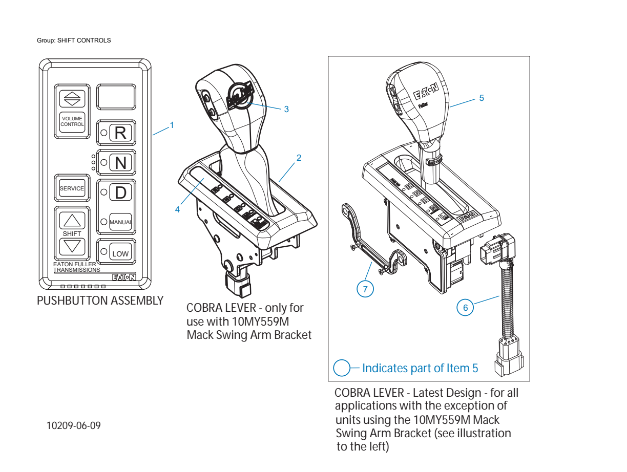 Eaton Fuller FO-18E313A-MHP Shift Controls exploded-view diagram