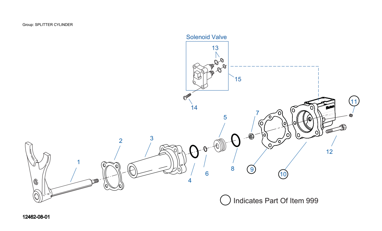 Eaton Fuller FO-18E313A-MHP Splitter Cylinder exploded-view diagram