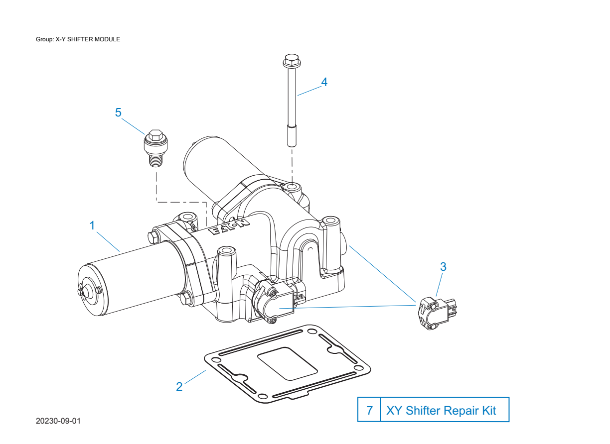 Eaton Fuller FO-22E318B-MXP X-Y Shifter Module exploded-view diagram