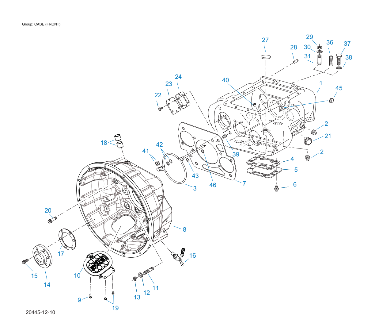 Eaton Fuller FO-22E318B-MXP Case (Front) exploded-view diagram